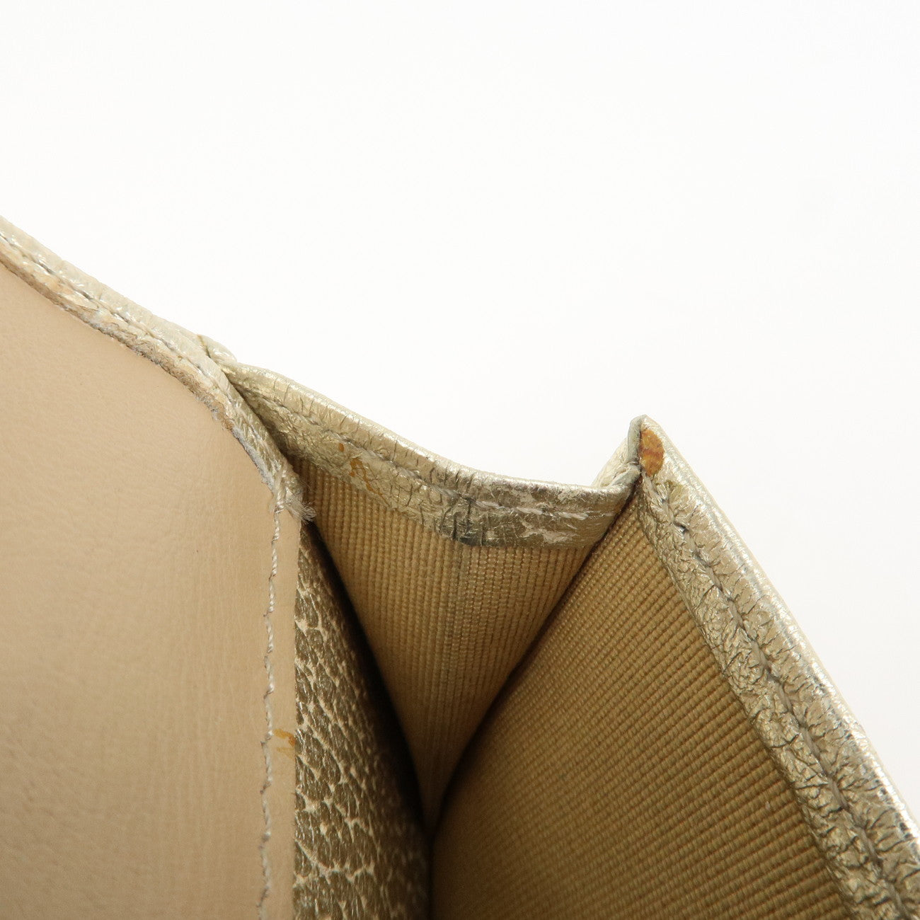 JIMMY CHOO Leather Star Studs Trifold Compact Wallet Gold Used