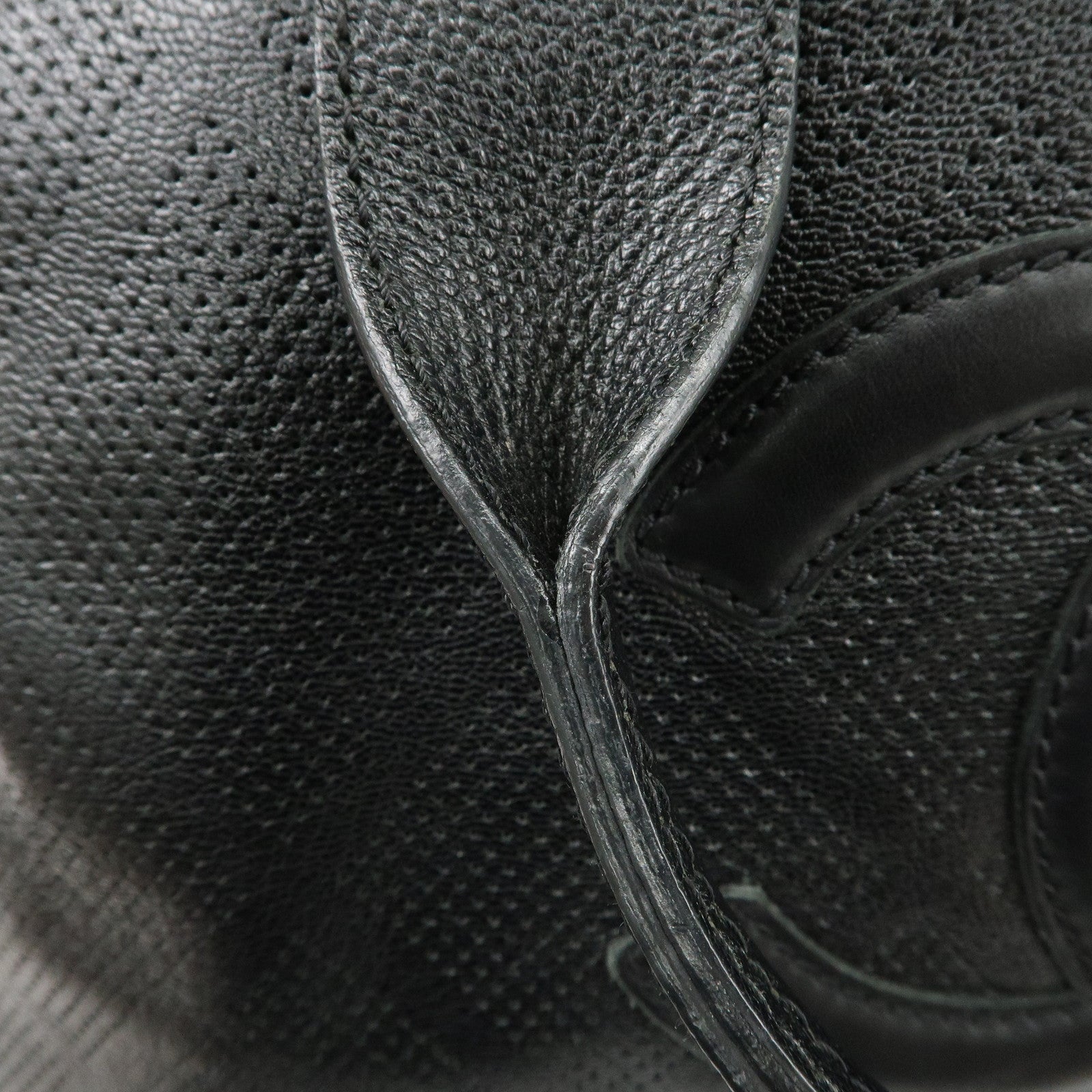 CHANEL COCO Mark Calf Leather Punching Tote Bag Black A33936 Used