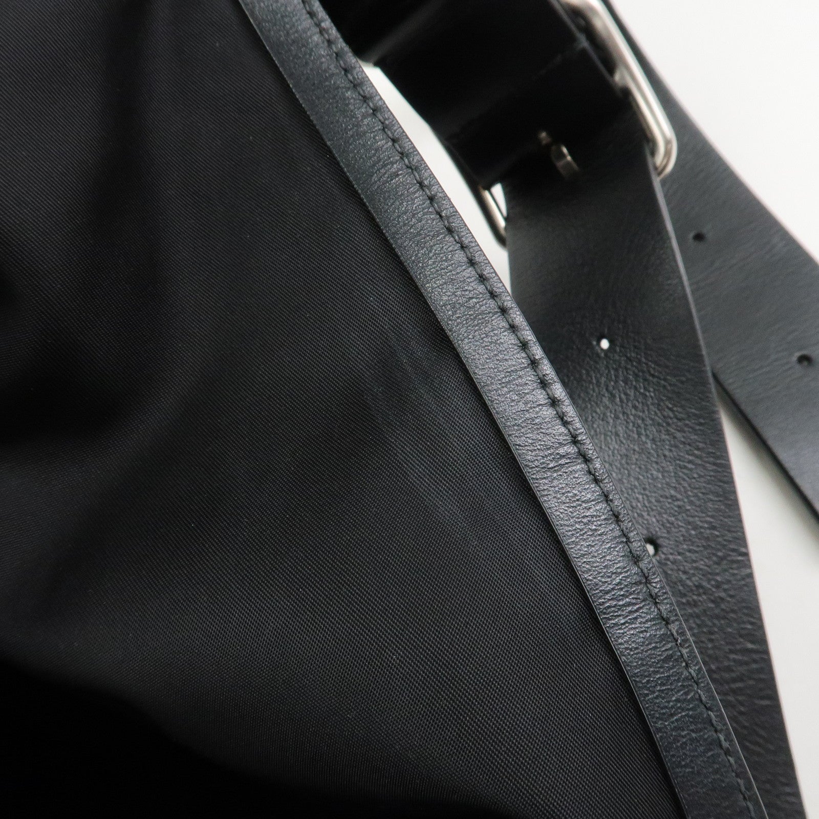 JIL SANDER Canvas Leather Shoulder Bag Crossbody Bag Black