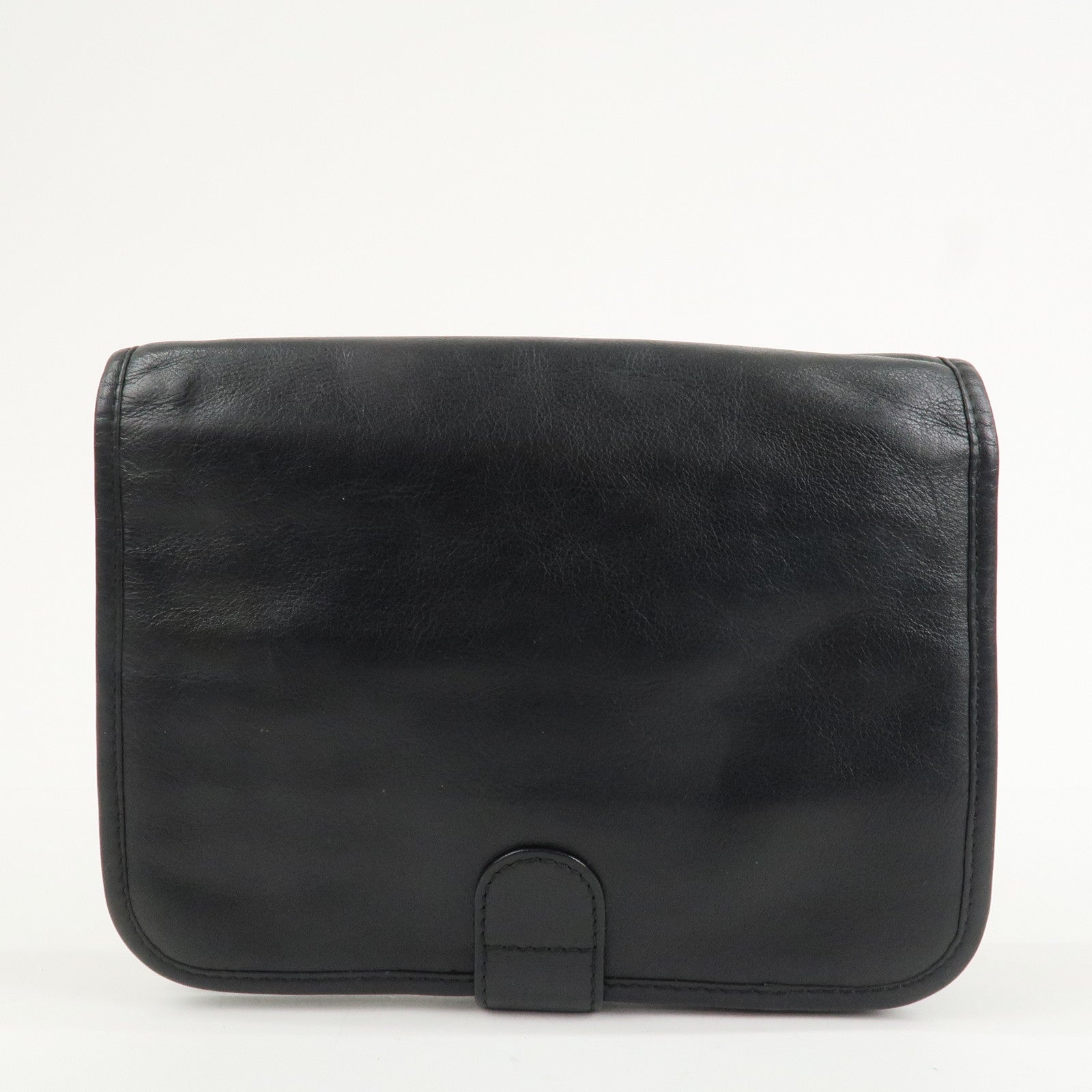 LOEWE Anagram Leather Clutch Bag Black Gold Hardware