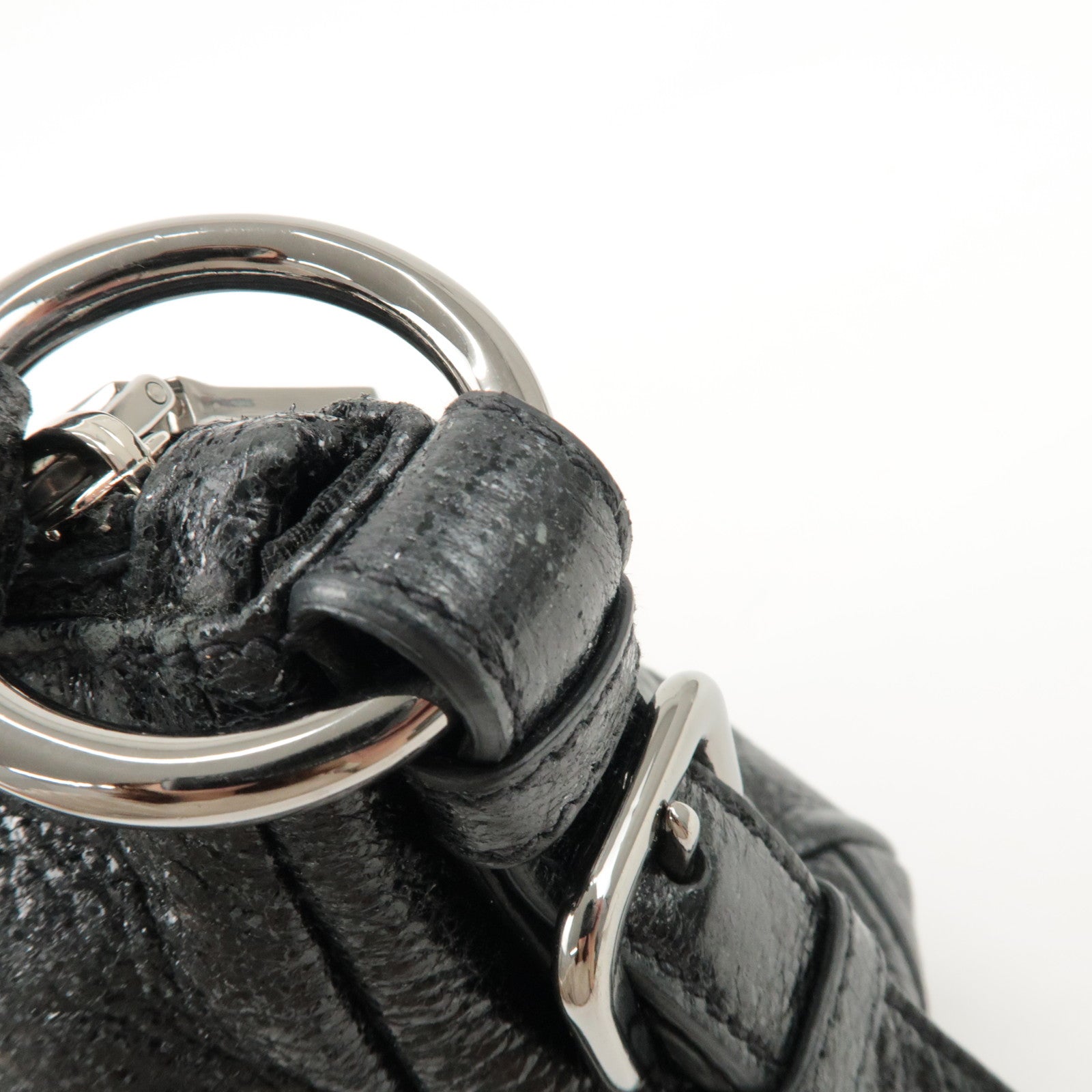 PRADA Logo Leather Chain Shoulder Bag Hand Bag Black BR4370 Used