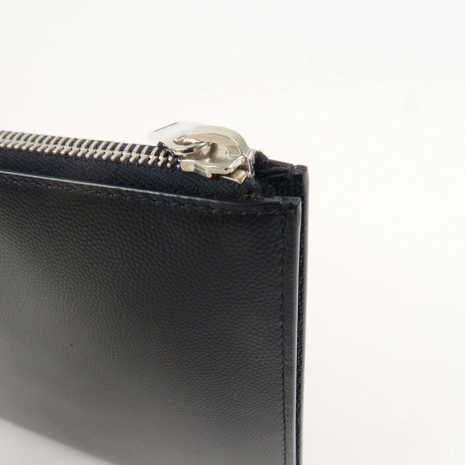 SAINT LAURENT PARIS Logo Leather Clutch Bag Black
