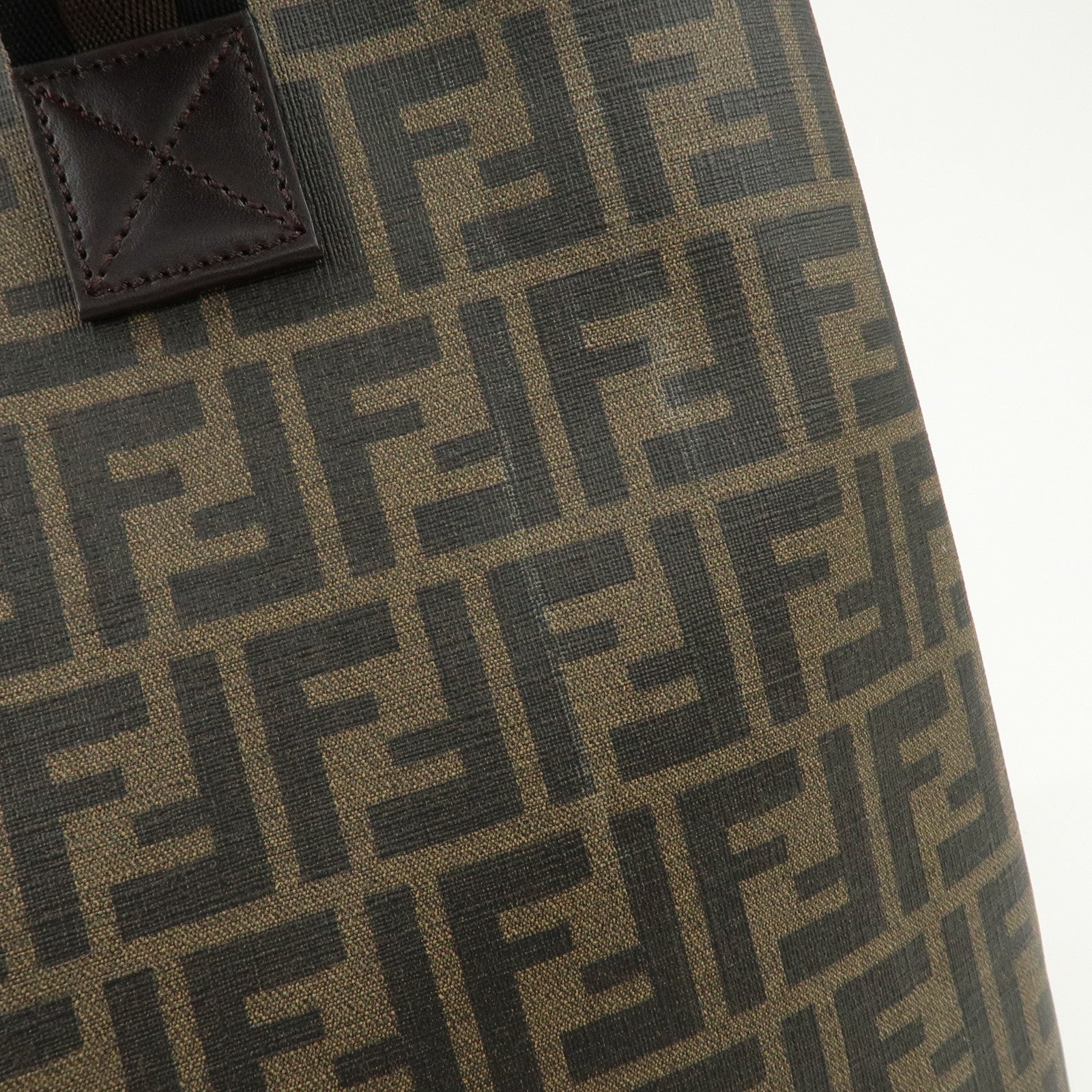 FENDI Zucca PVC Canvas Tote Bag Shoulder Bag Black Brown 7VA271