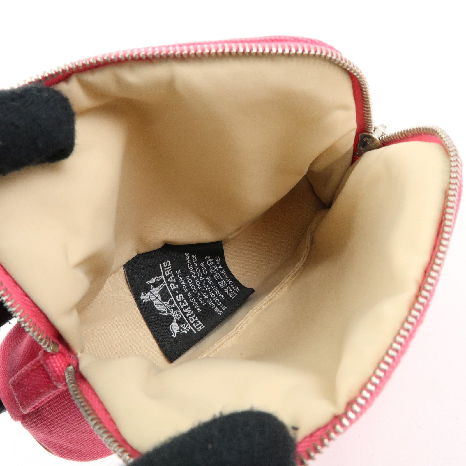 HERMES Set of 2 Bolide Mini 16 Canvas Leather Pouch Pink Grey