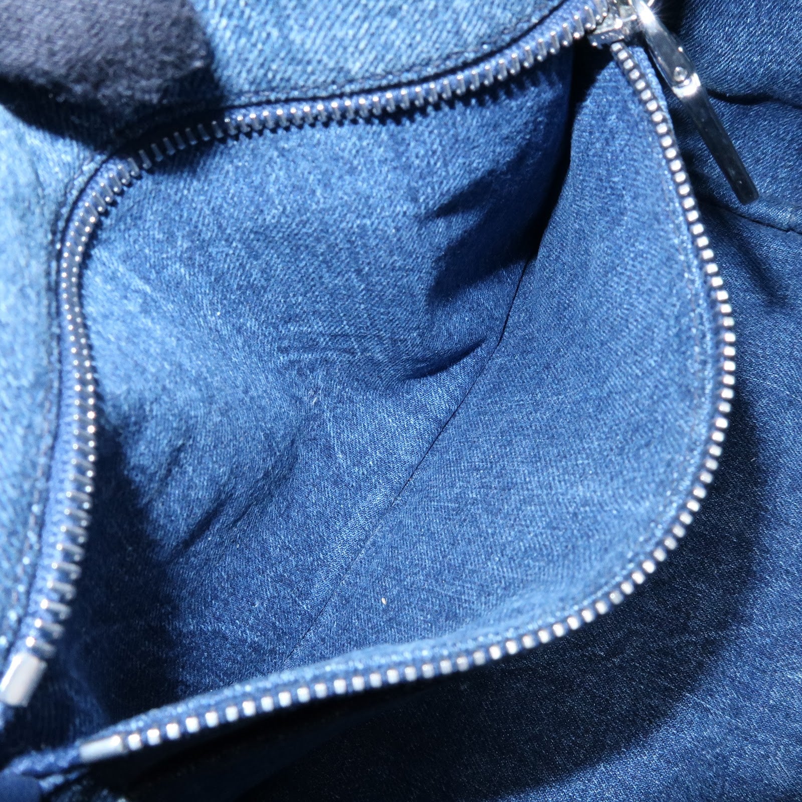 PRADA Canapa Triangle Logo Denim 2Way Bag Hand Bag Blue 1BG439