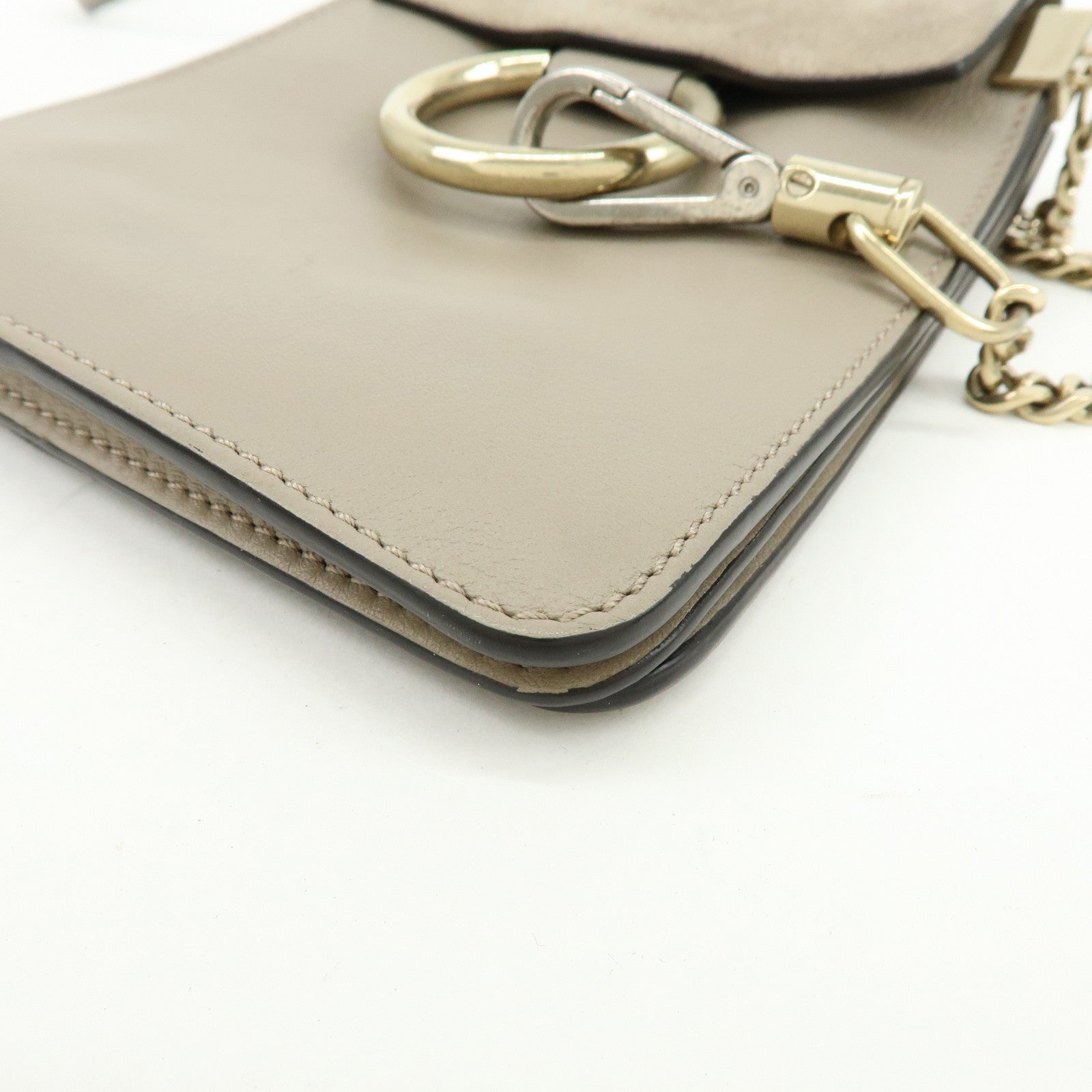 Chloe Faye Suede Leather Shoulder Bag Crossbody Bag Beige