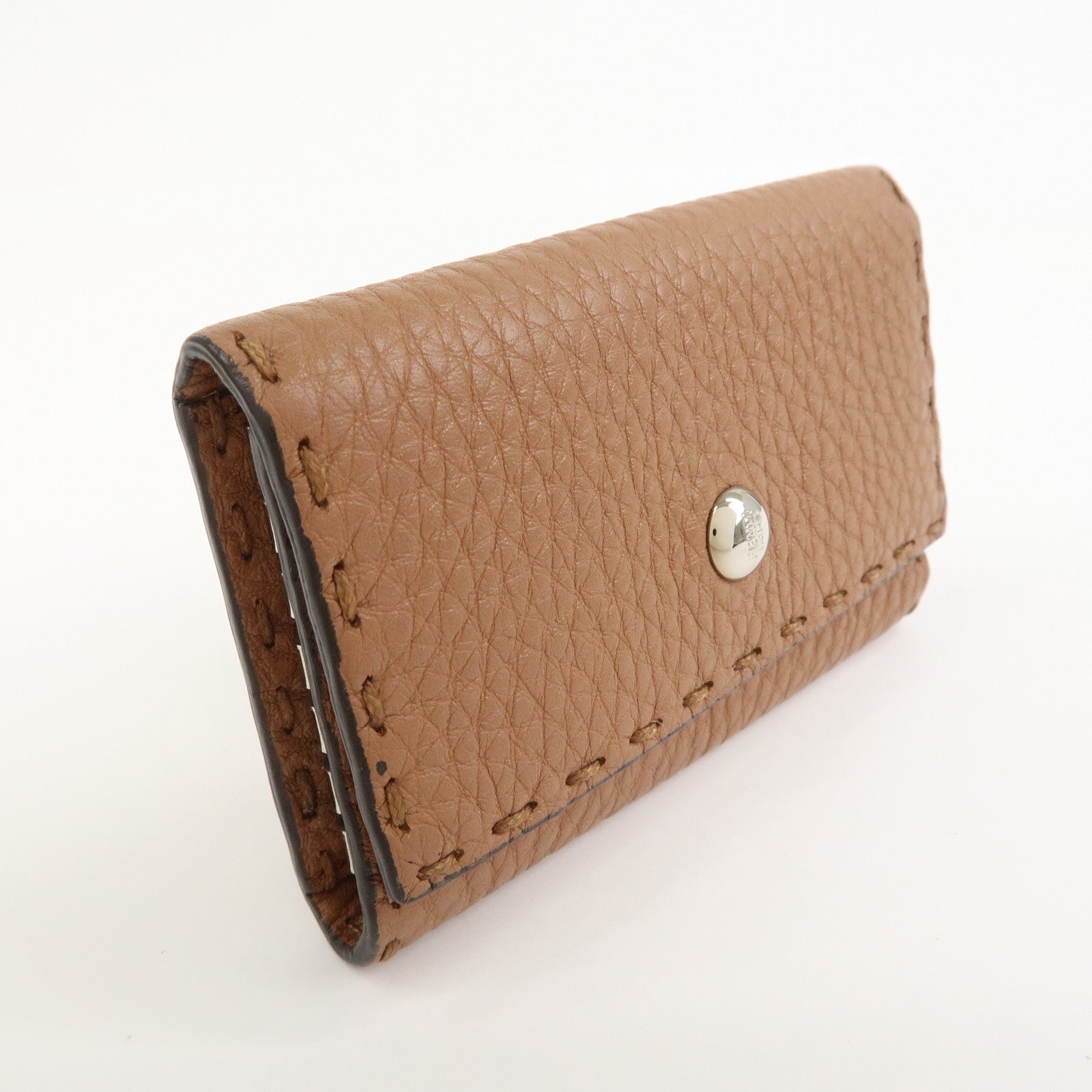 FENDI Selleria Leather 6 Rings Key Case 8AP079 Brown
