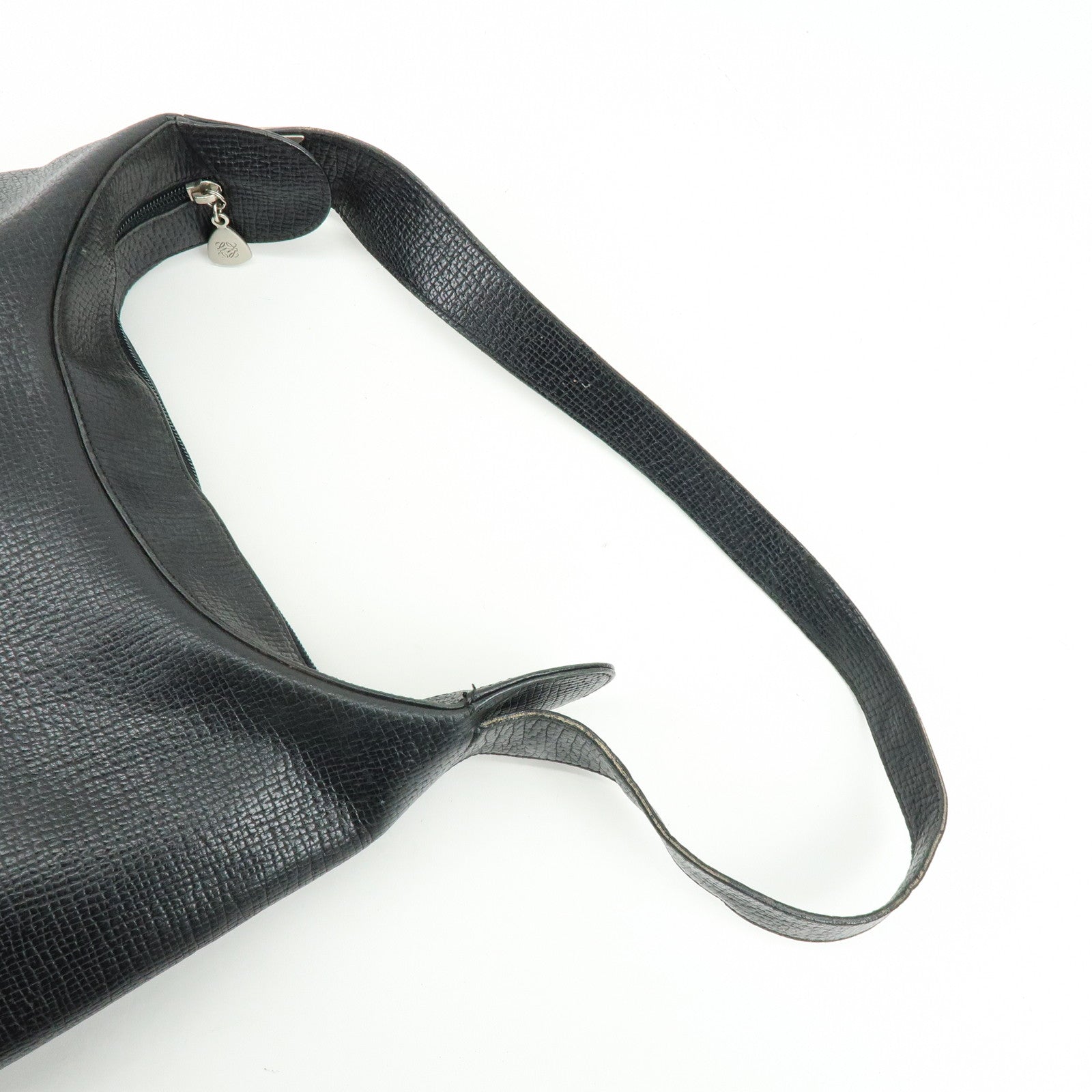 LOEWE Embossed Leather Shoulder Bag Hand Bag Black