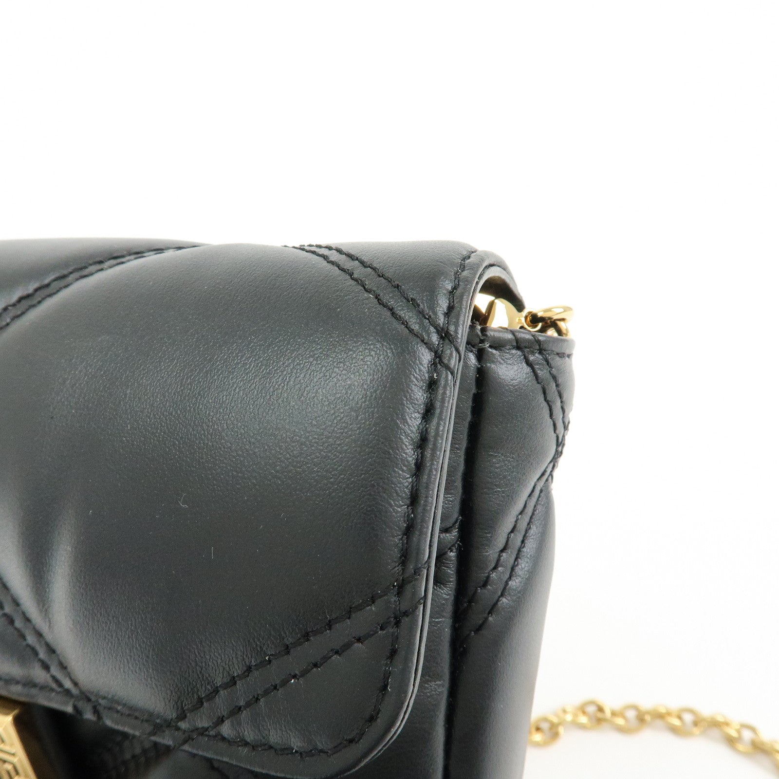 VERSACE Medusa Leather Chain Shoulder Bag Crossbody Bag Black