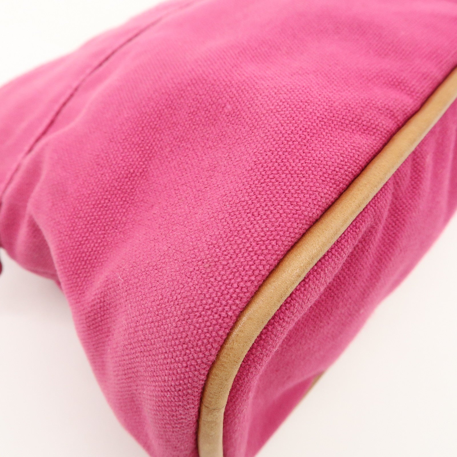 HERMES Leather Canvas Bolide Pouch Cosmetic Pouch MM Pink Used