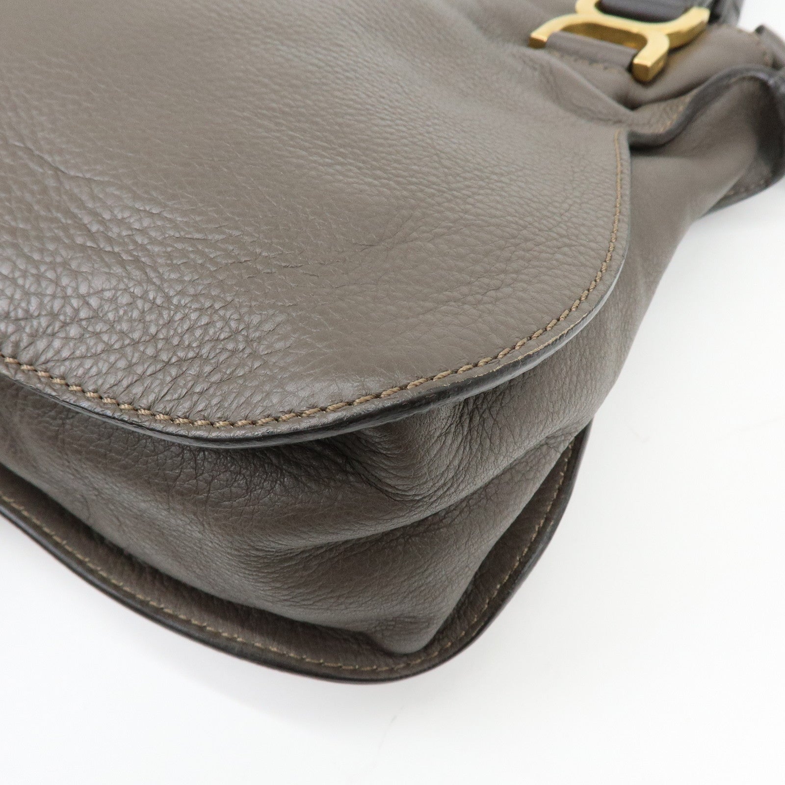 Chloe Marcie Leather 2Way Bag Shoulder Bag Hand Bag Greige