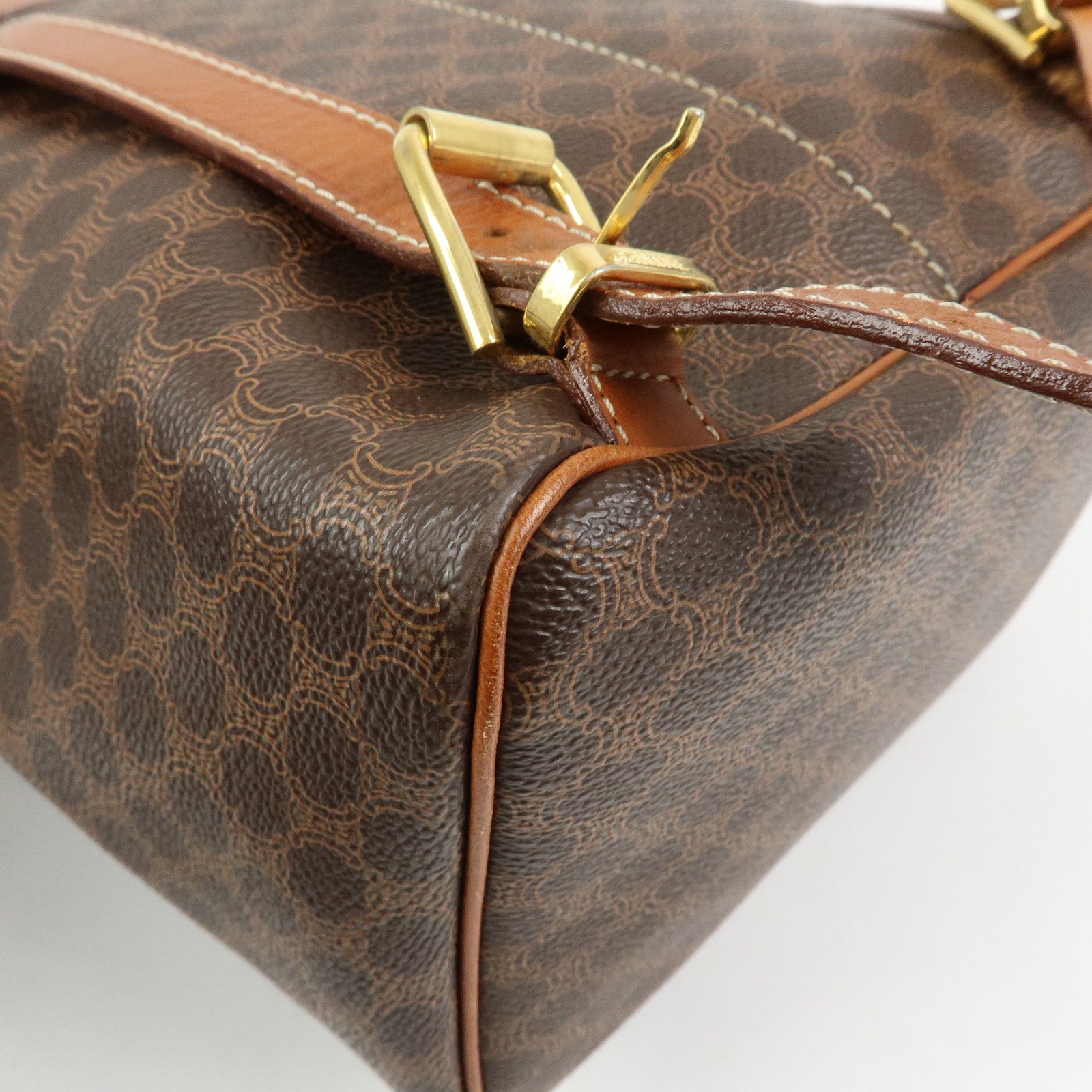 CELINE Macadam PVC Coated Canvas Leather Backpack Brown