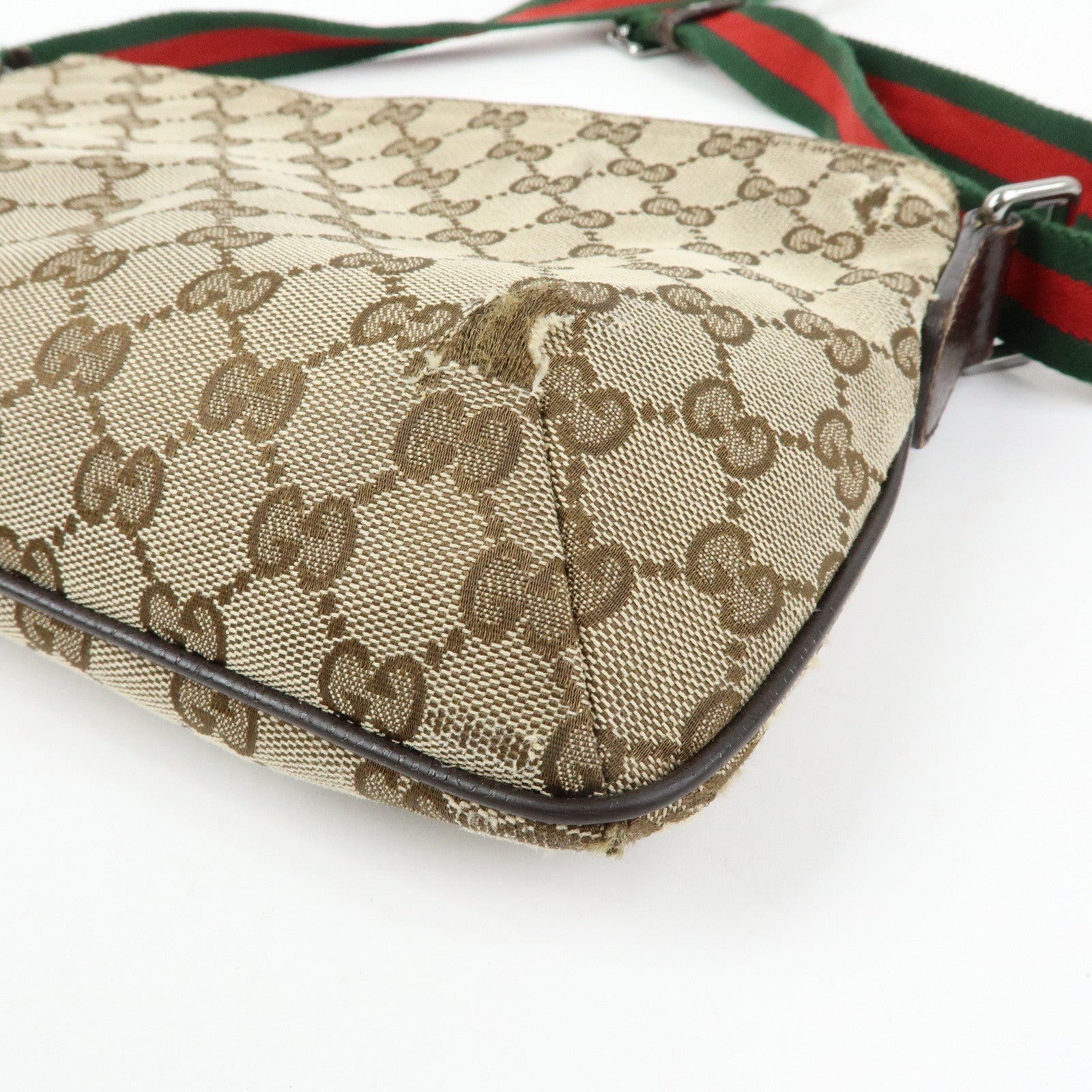 GUCCI Sherry GG Canvas Leather Shoulder Crossbody Bag Beige 189749