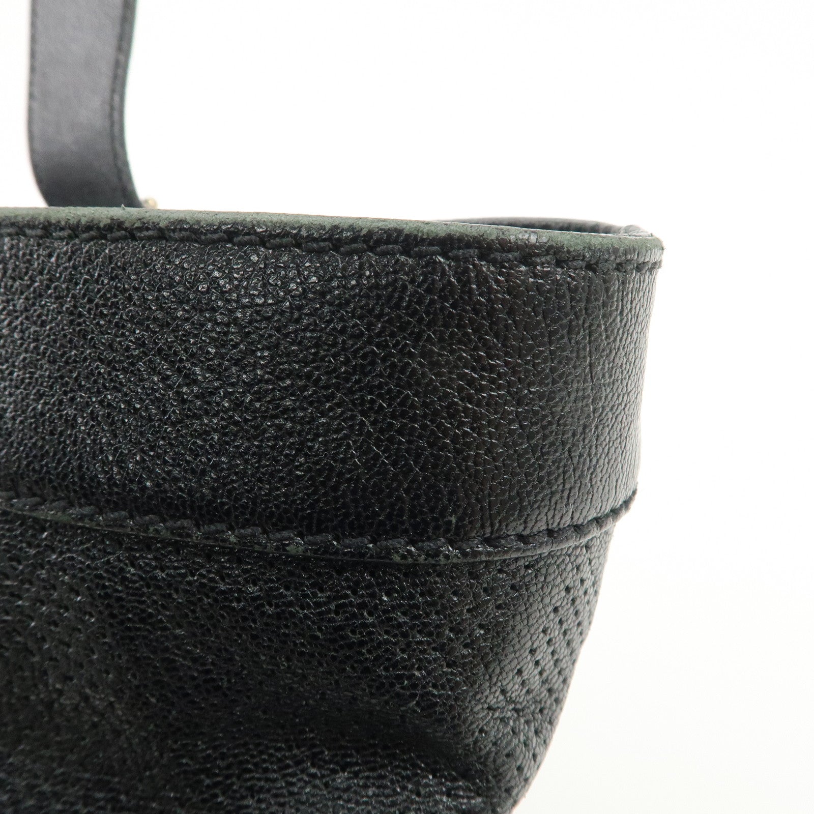 CHANEL COCO Mark Calf Leather Punching Tote Bag Black A33936 Used