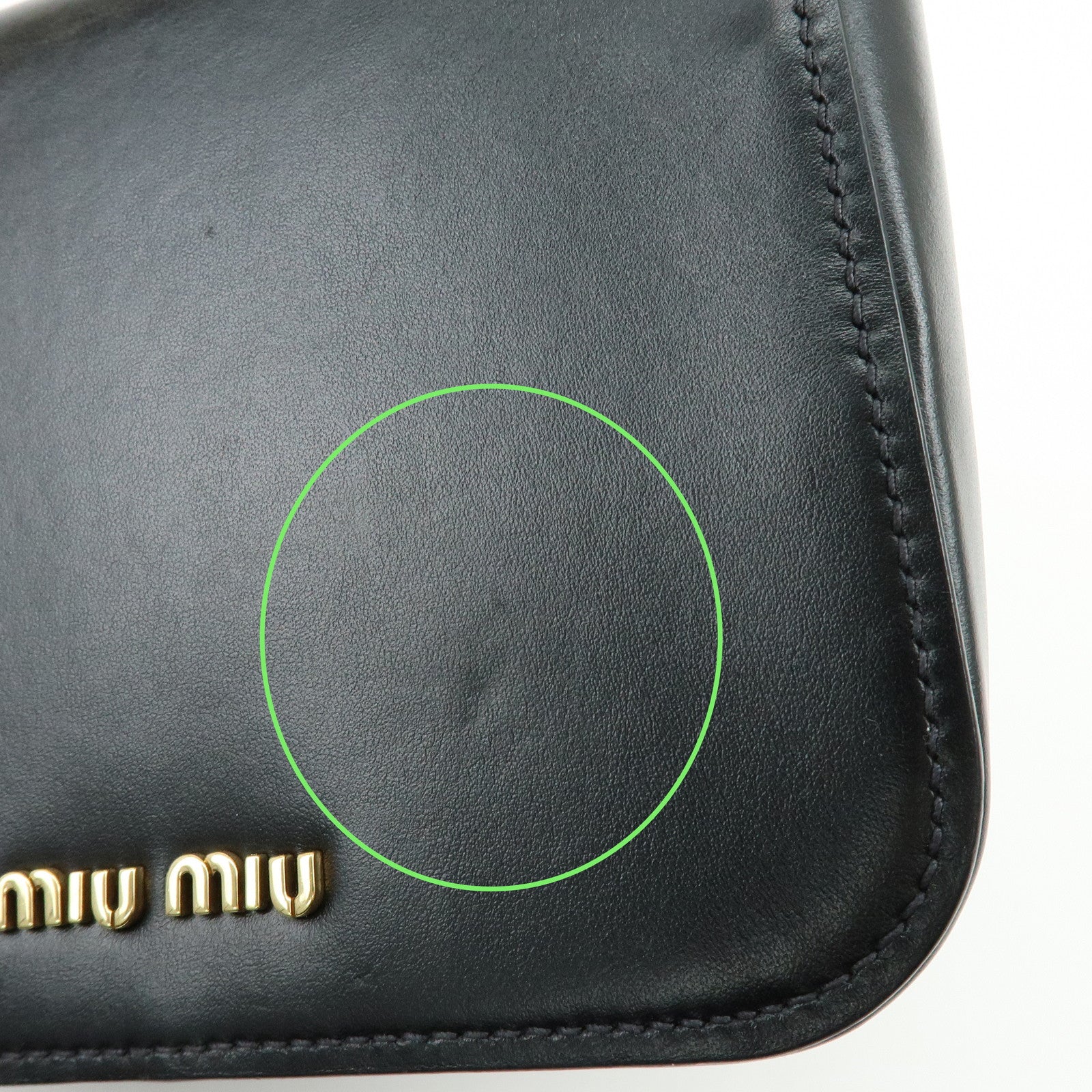 MIU MIU Logo Soft Calf Leather Chain Shoulder Bag Black 5BD147