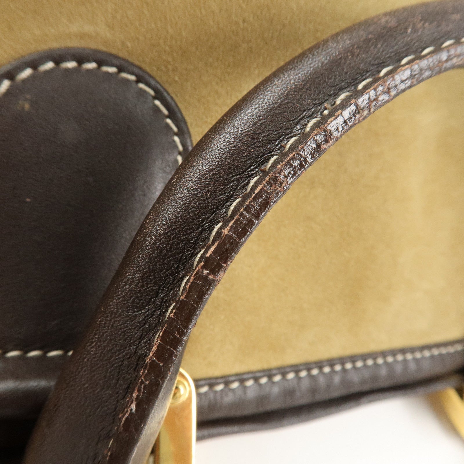 LOEWE Anagram Leather Amazona 40 Hand Bag Beige Brown