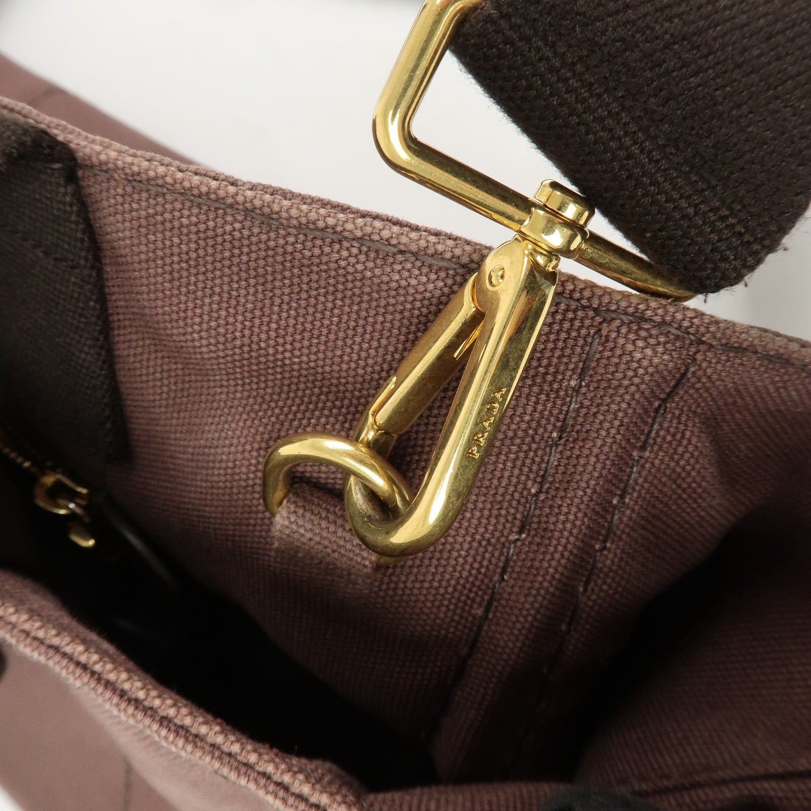 PRADA Logo Canapa Canvas 2Way Bag Hand Bag Brown BN2642