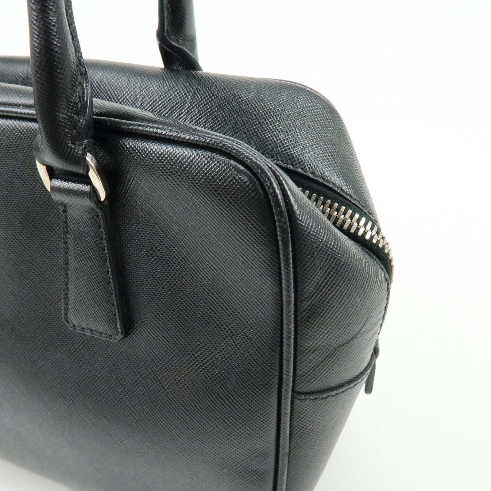 PRADA Triangle Logo Saffiano Leather Hand Bag Shoulder Bag Black