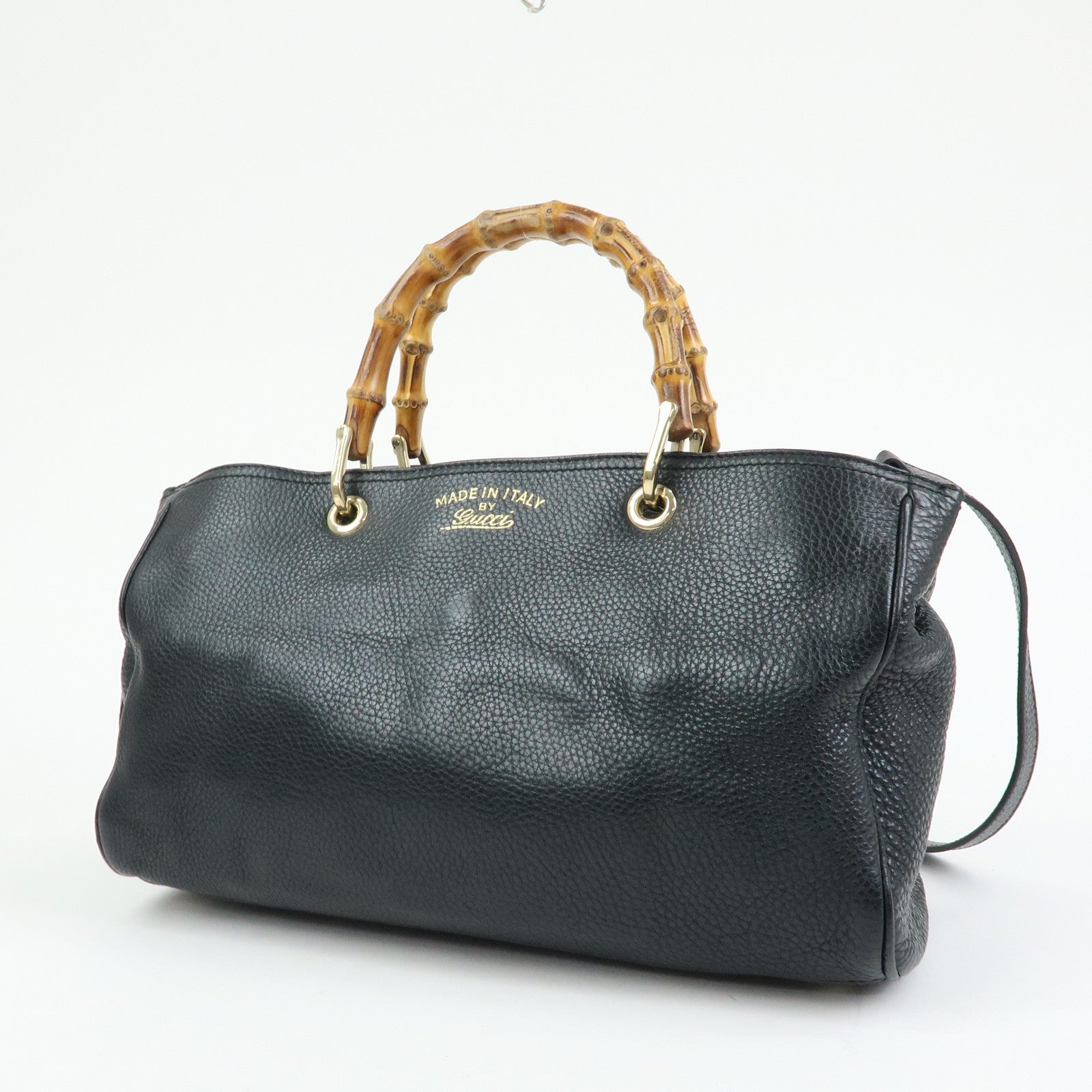 GUCCI Bamboo Shopper Medium Leather 2Way Hand Shoulder Bag 323660