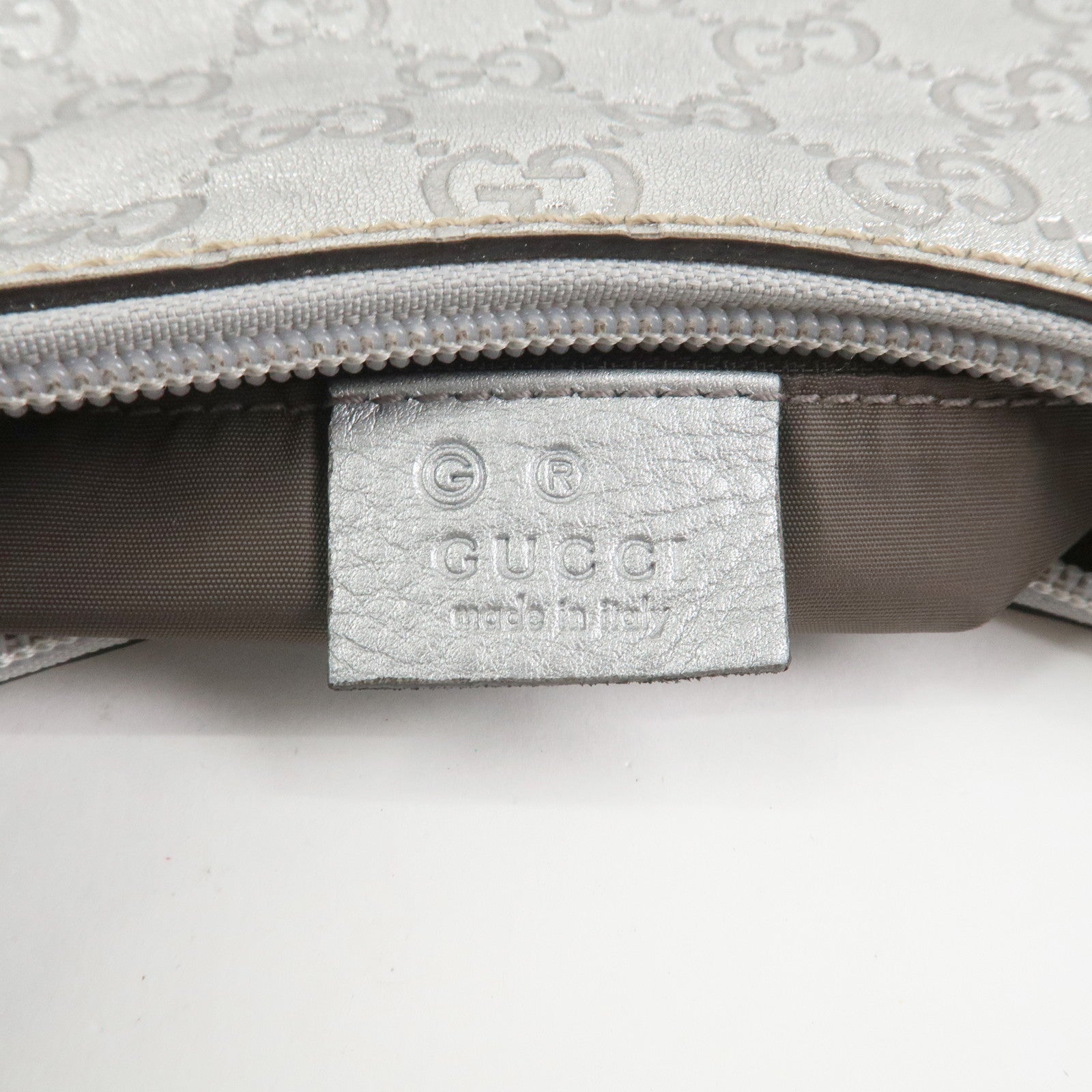 GUCCI Guccissima Leather Shoulder Bag Hand Bag Silver 239379