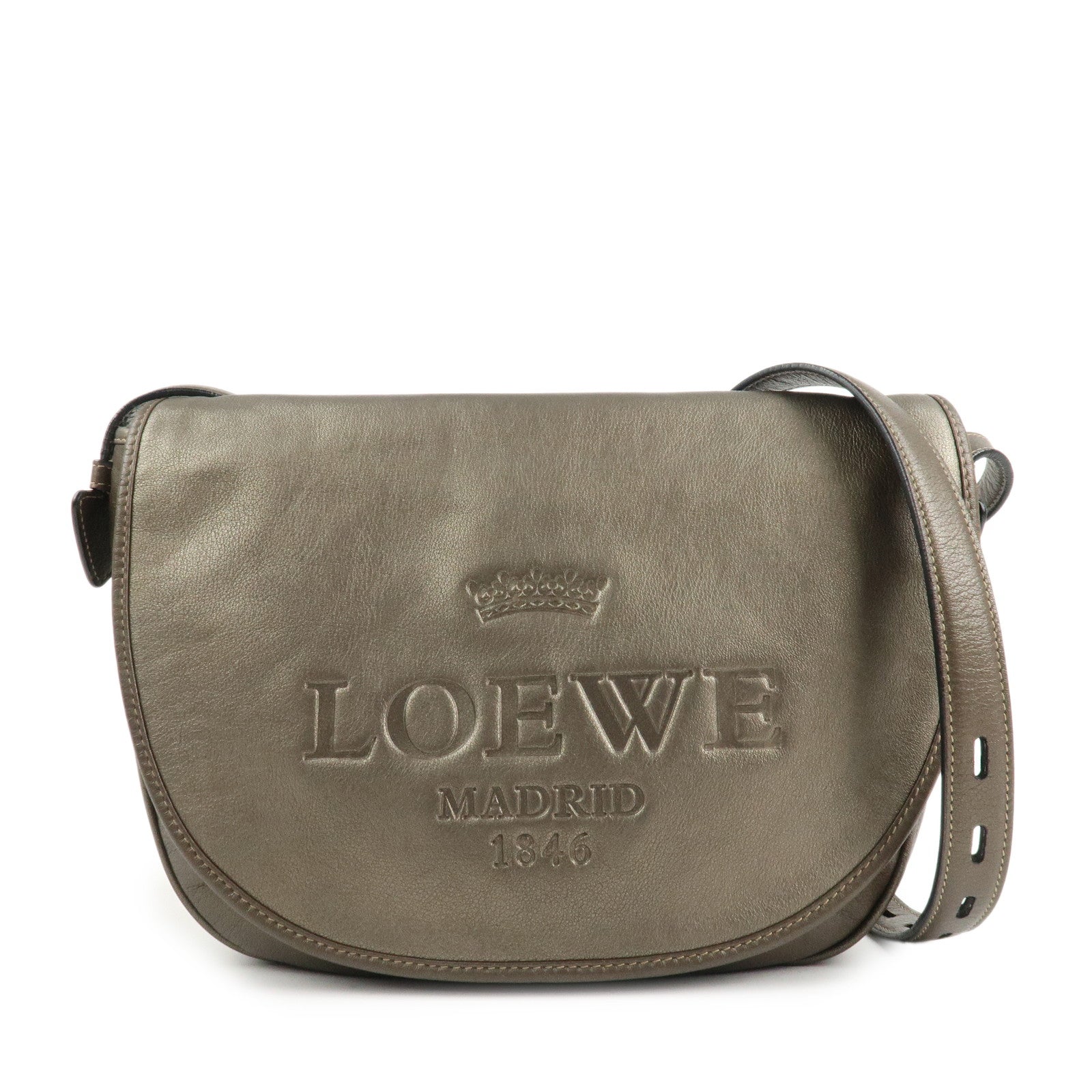 LOEWE Heritage Leather Shoulder Bag Crossbody Bag Bronze