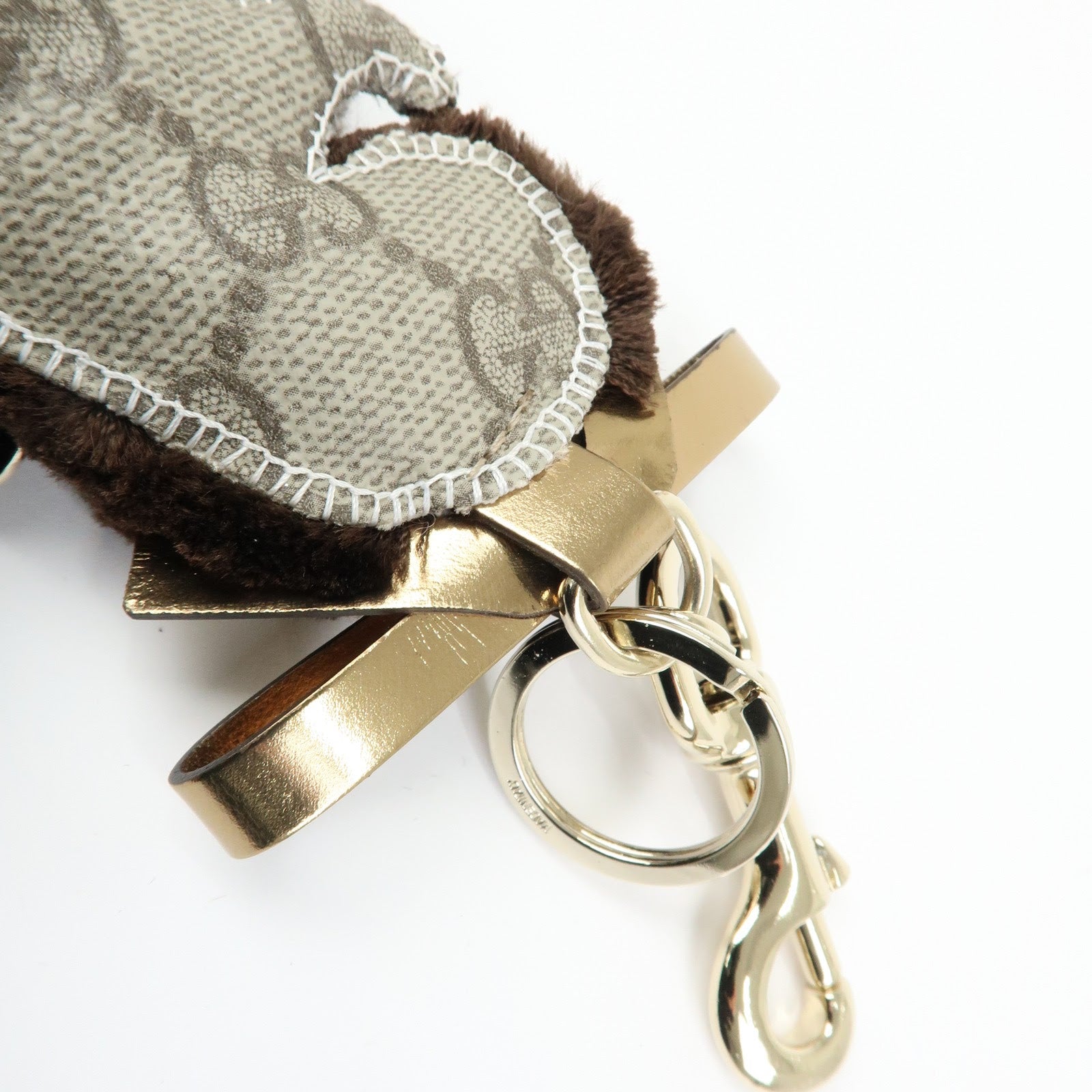 GUCCI Gucciori GG Supreme Leather Lulu Toy Poodle Bag Charm Brown