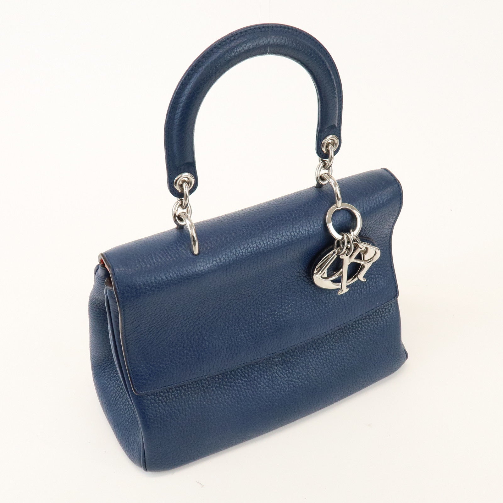 Christian Dior 2Way Leather Hand Bag Top Handle Bag Blue