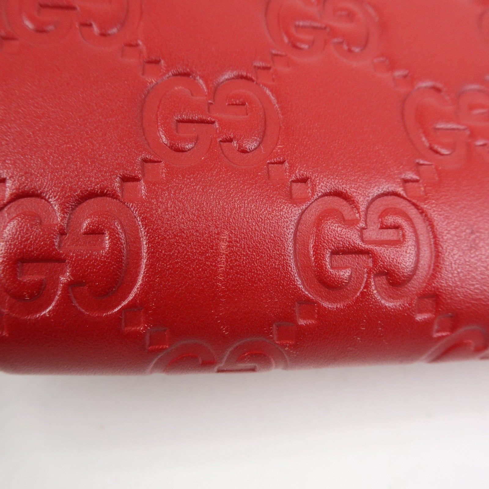 GUCCI Guccissima Leather Chain Shoulder Bag Wallet Red 428449