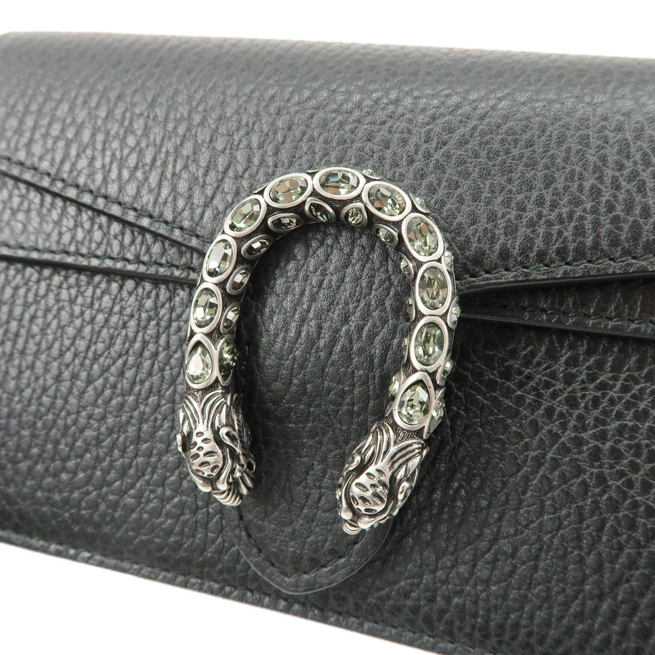 GUCCI Dionysus Super Mini Bag Leather Chain Shoulder Bag Black 476432 Used