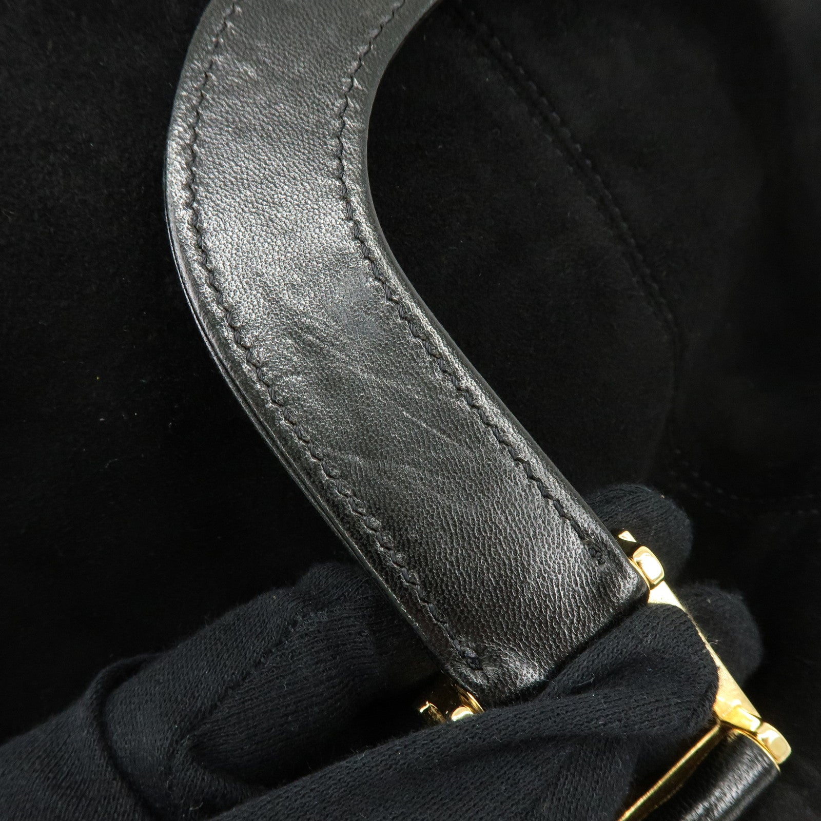 FENDI Suede Leather Tote Bag Hand Bag Black 230826693009