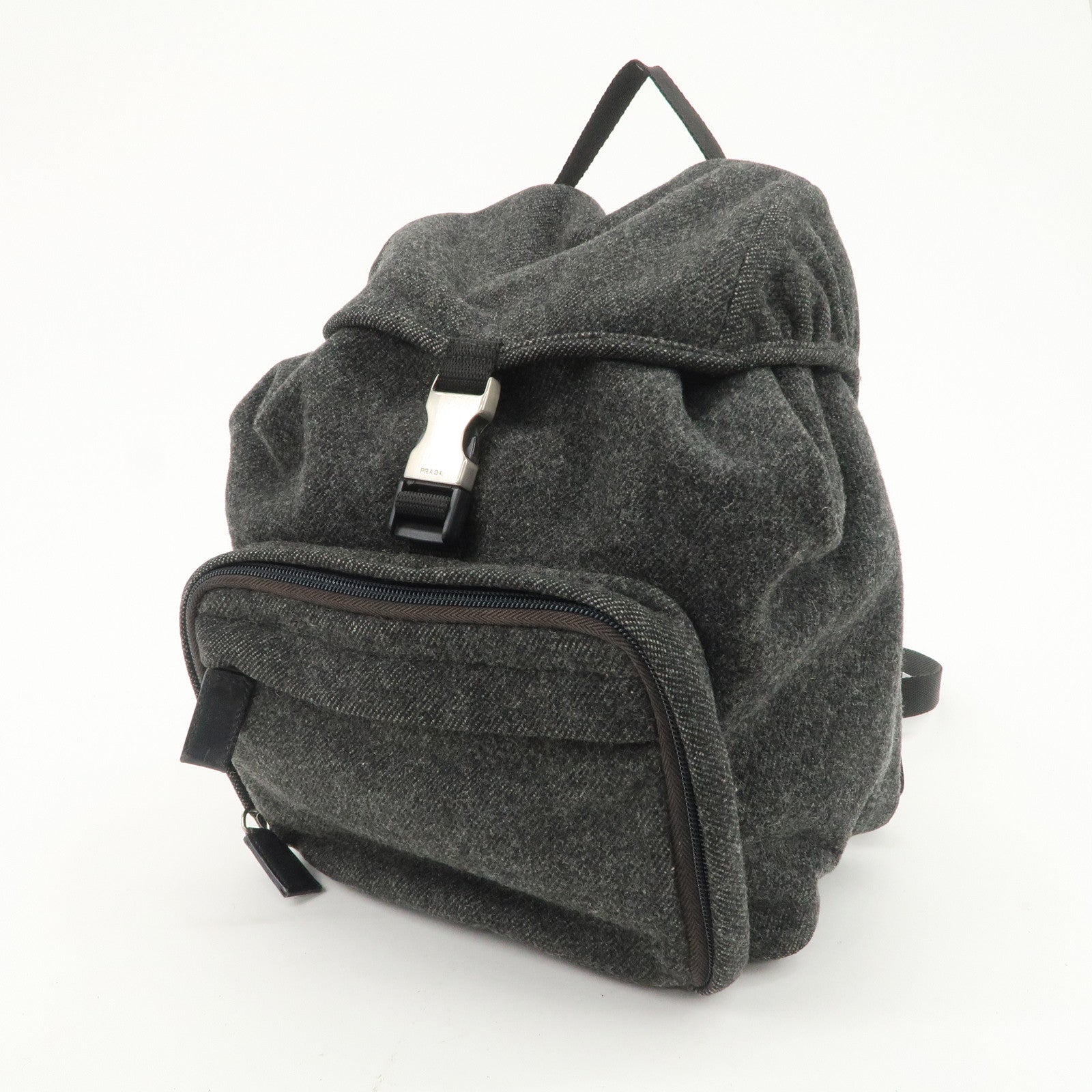 PRADA Triangle Logo Wool Mini Backpack Racksuck Gray V203