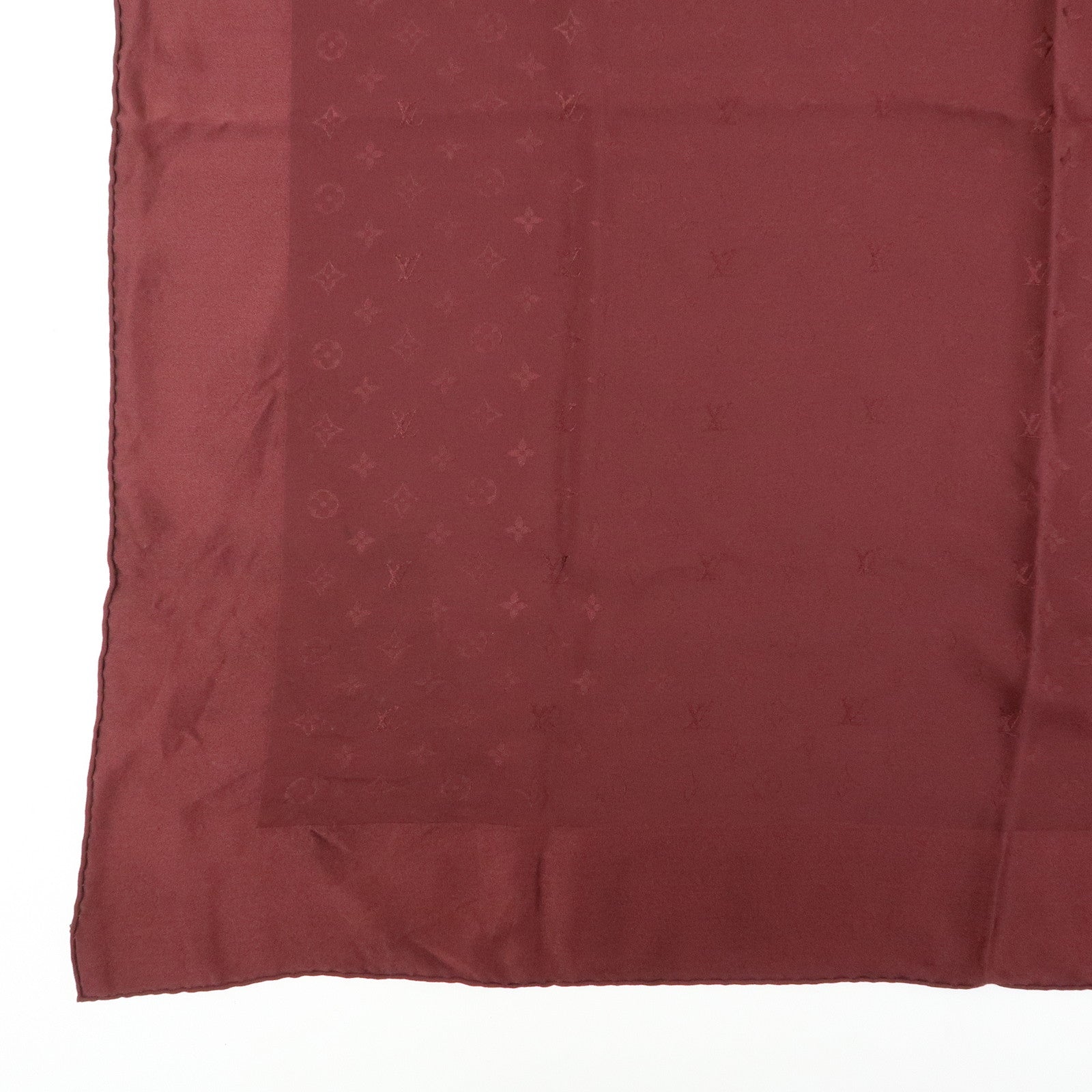 Louis Vuitton Monogram Silk 100% Scarf Shawl Bordeaux