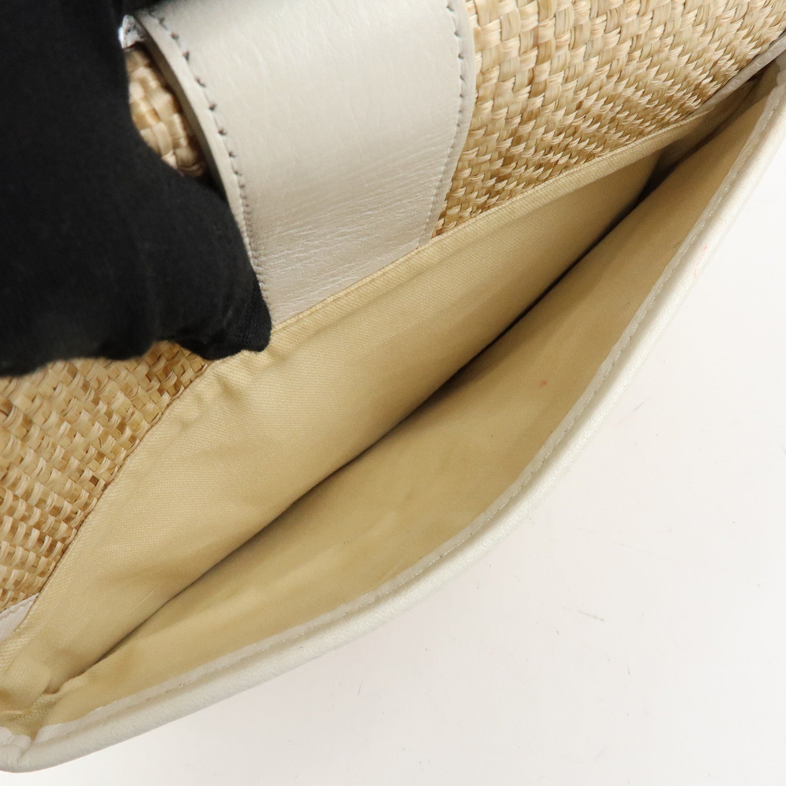 Chloe Raffia Leather Shoulder Bag Hand Bag Natural White