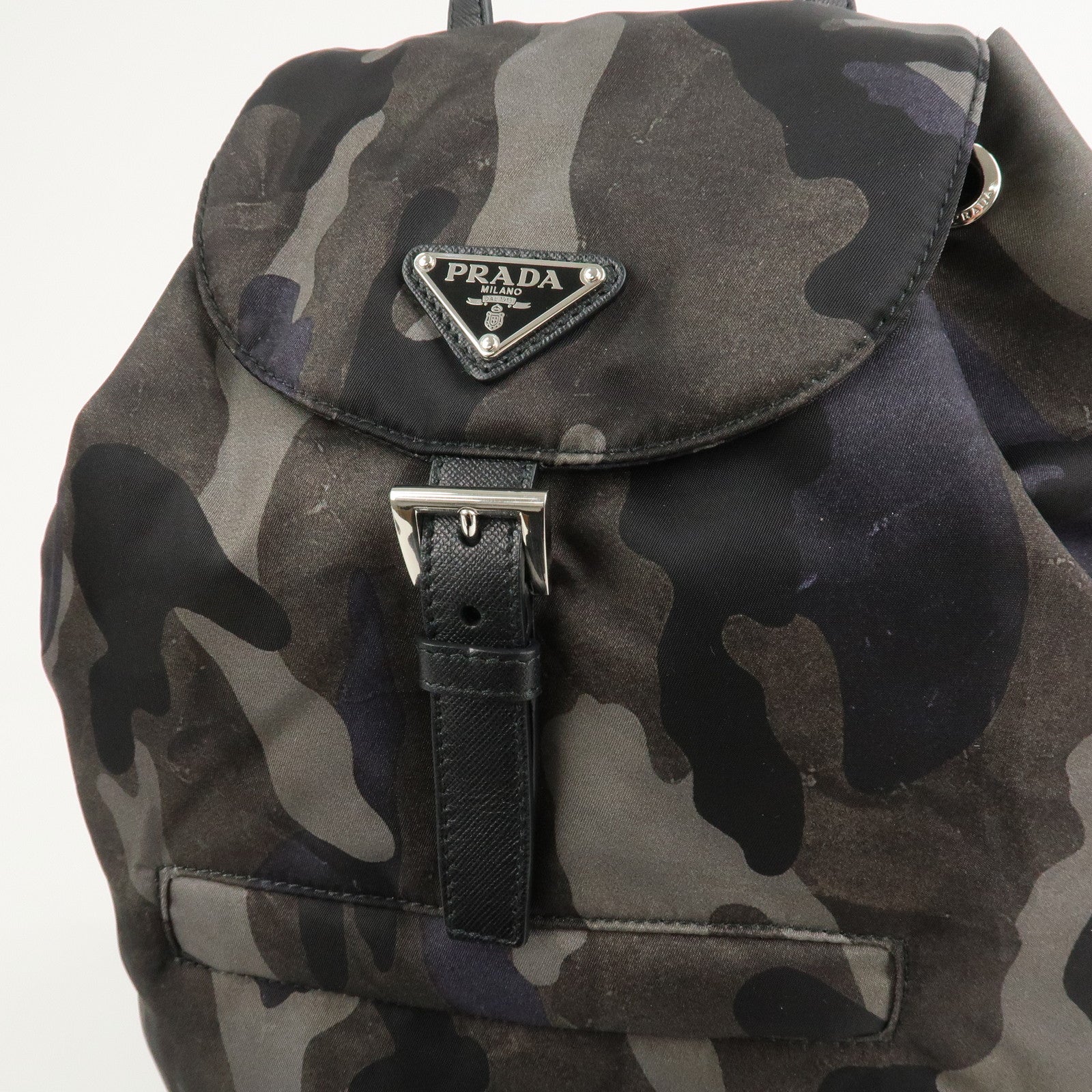 PRADA Triangle Logo Nylon Camouflage Backpack Ruck Sack BZ0032