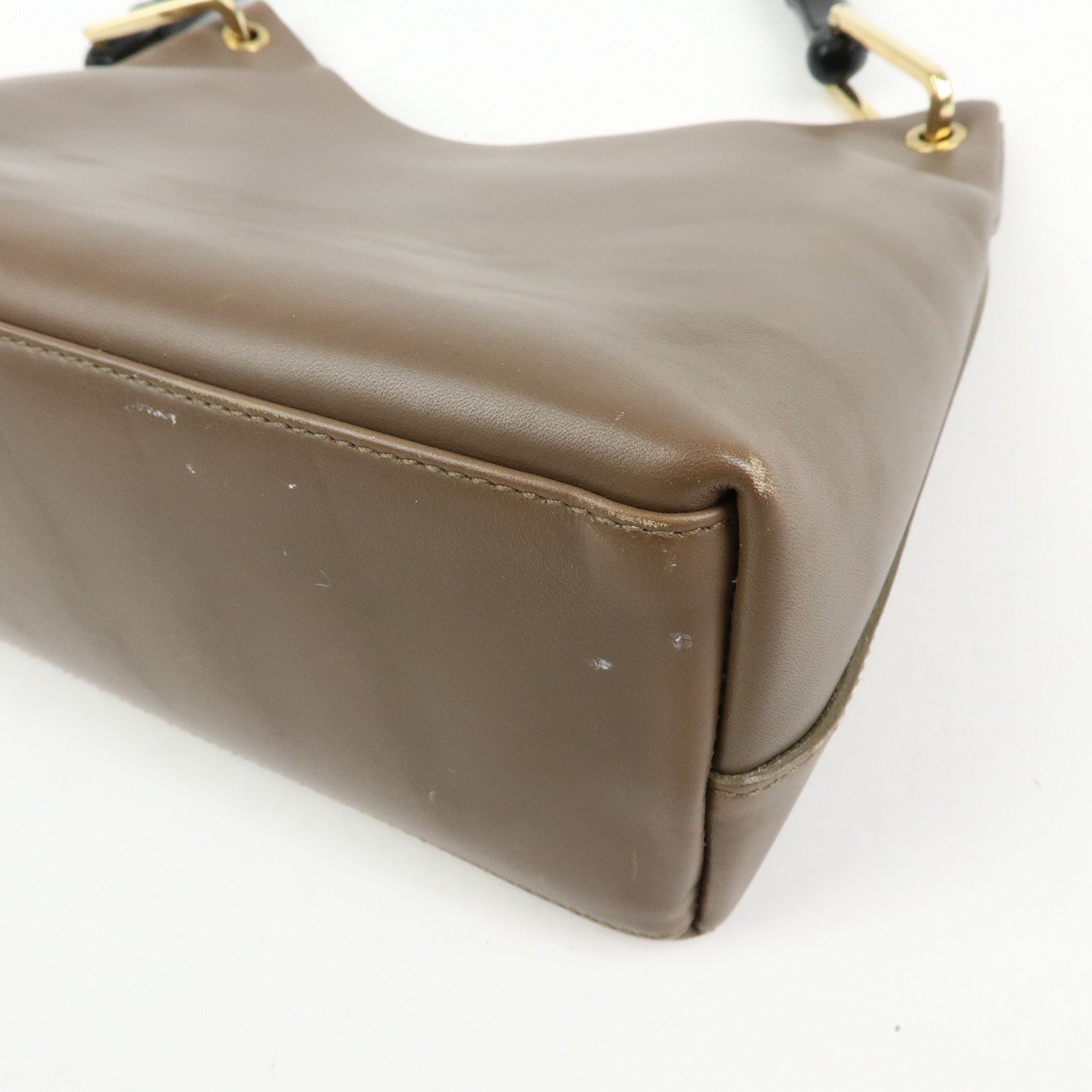 GUCCI Bamboo Leather Shoulder Bag Hand Bag Brown 001・2058・1883・0