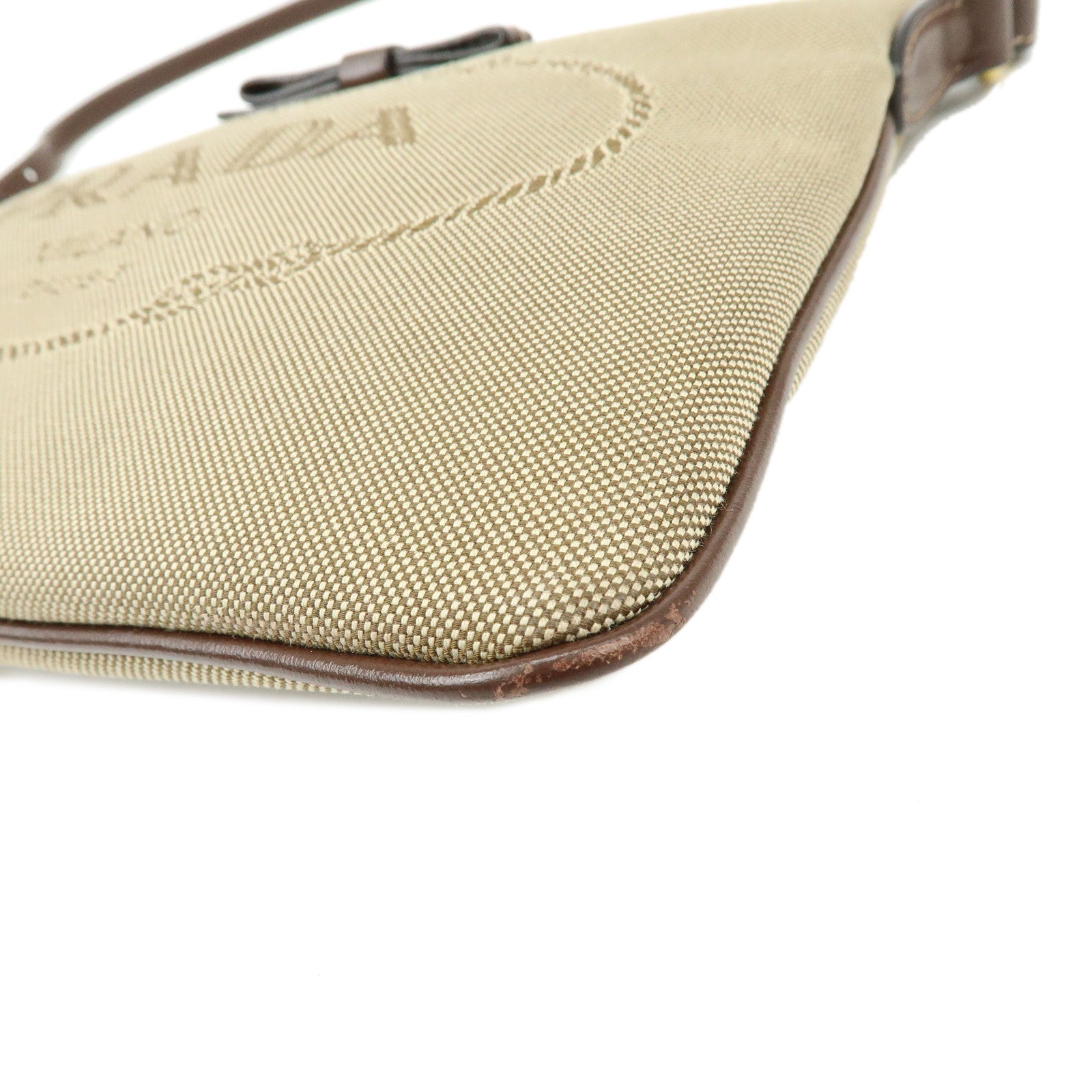 PRADA Jacquard Canvas Leather Shoulder Bag Crossbody Bag Brown