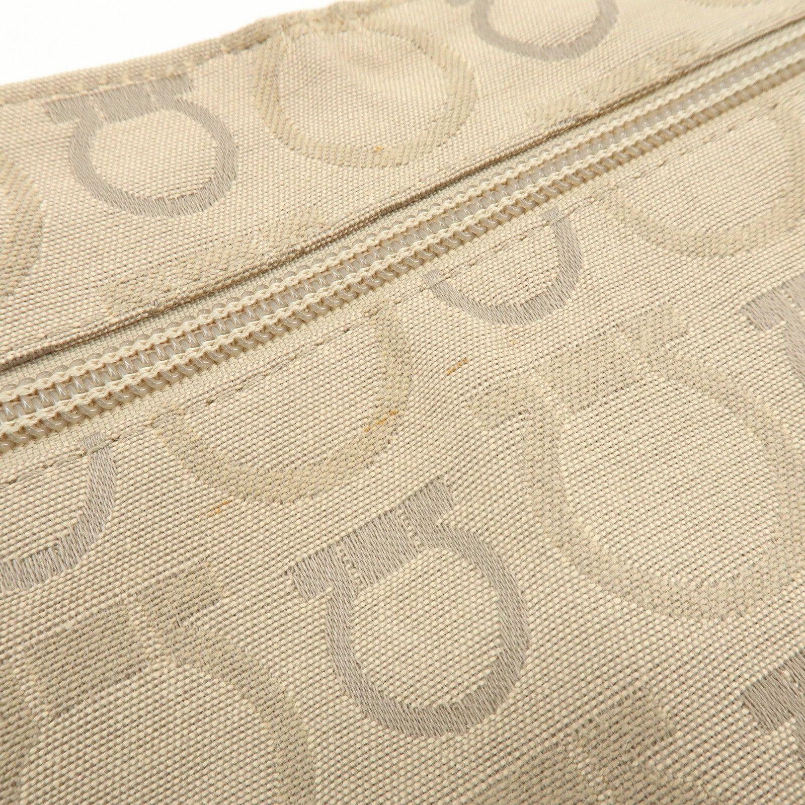 Ferragamo Gancini Canvas Leather Body Bag Waist Bag Beige