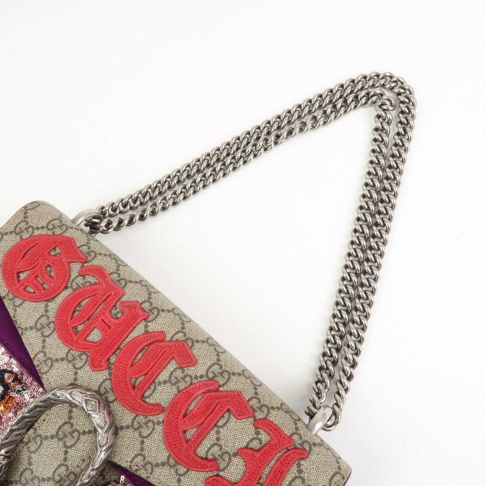GUCCI Dionysus GG Supreme Suede Medium Chain Shoulder Bag 400249