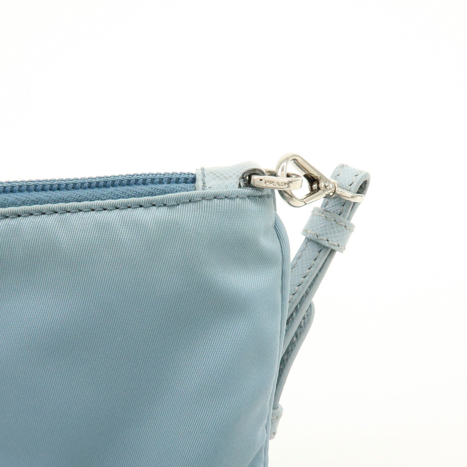 PRADA Triangle Logo TESSUTO IMPUNTU Nylon Pouch Light Blue 1NH545