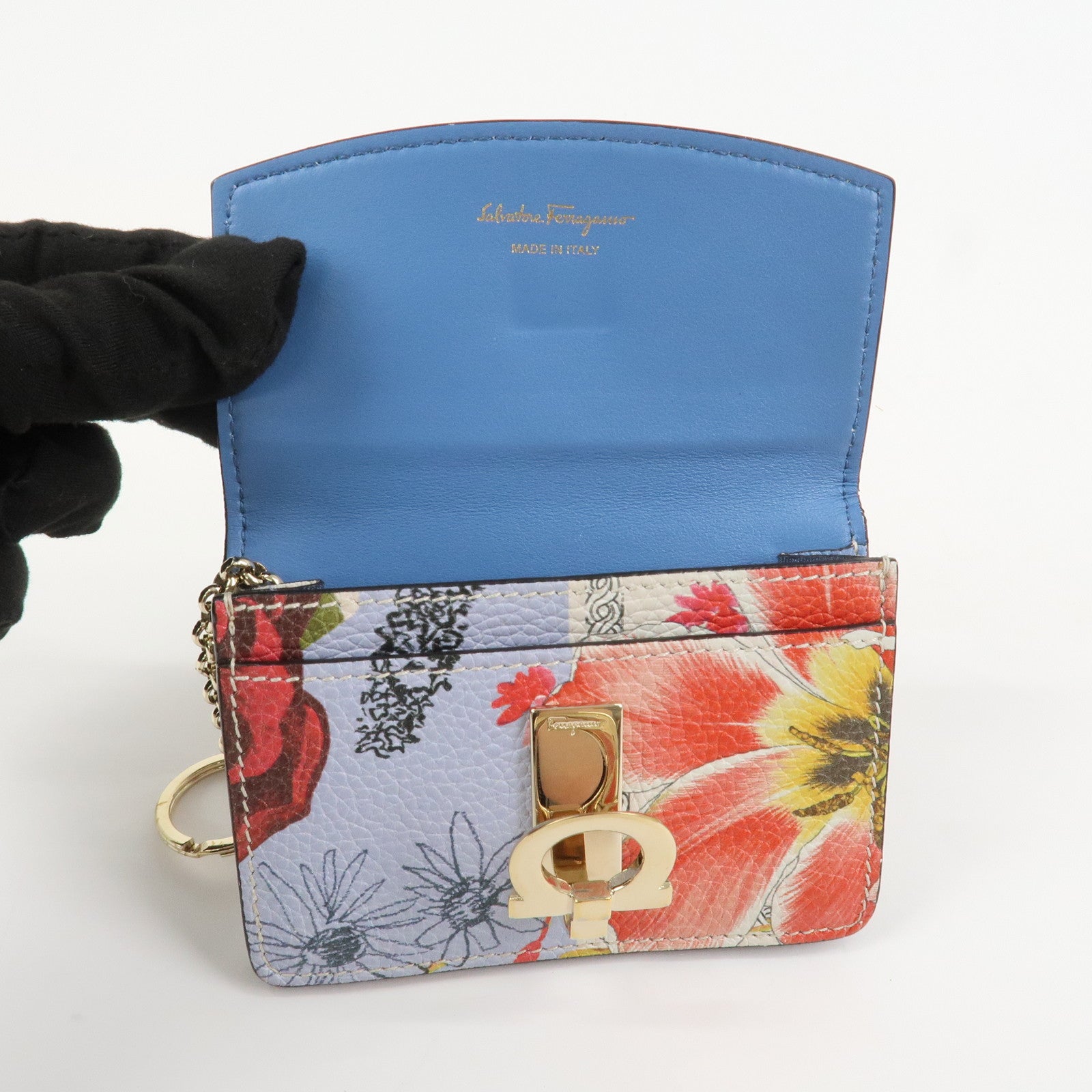 Ferragamo Gancini Leather Fragment Case Card Case Multicolor