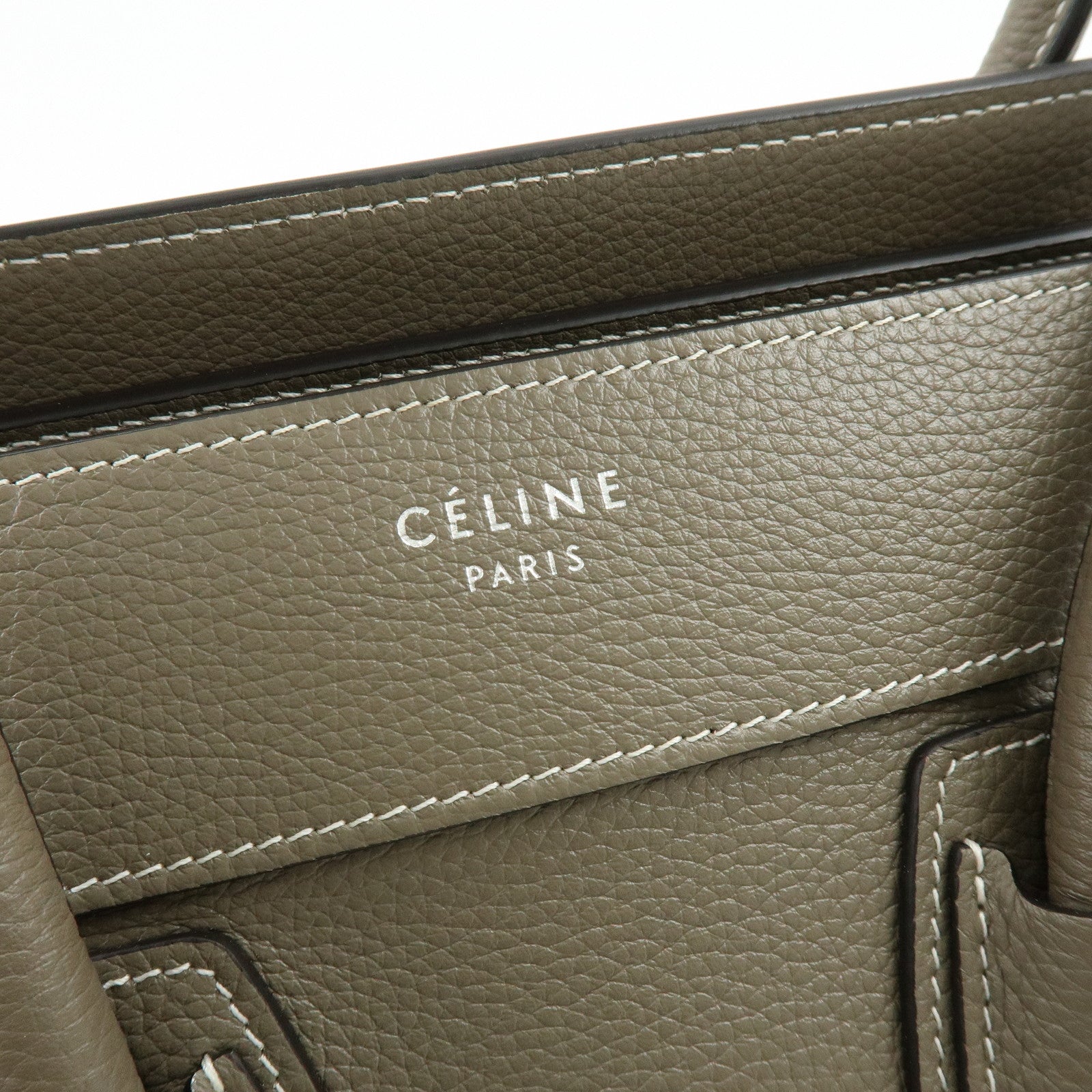 CELINE Luggage Micro Shopper Leather Hand Bag Tote Bag Gray