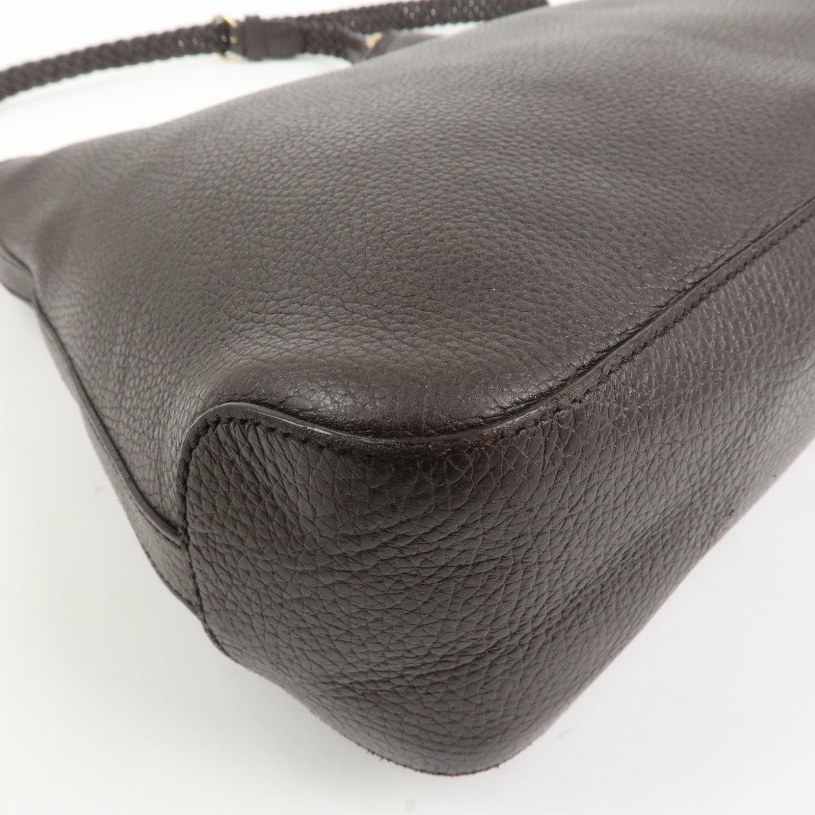 GUCCI Logo Leather Shoulder Bag Tote Bag Brown 336659