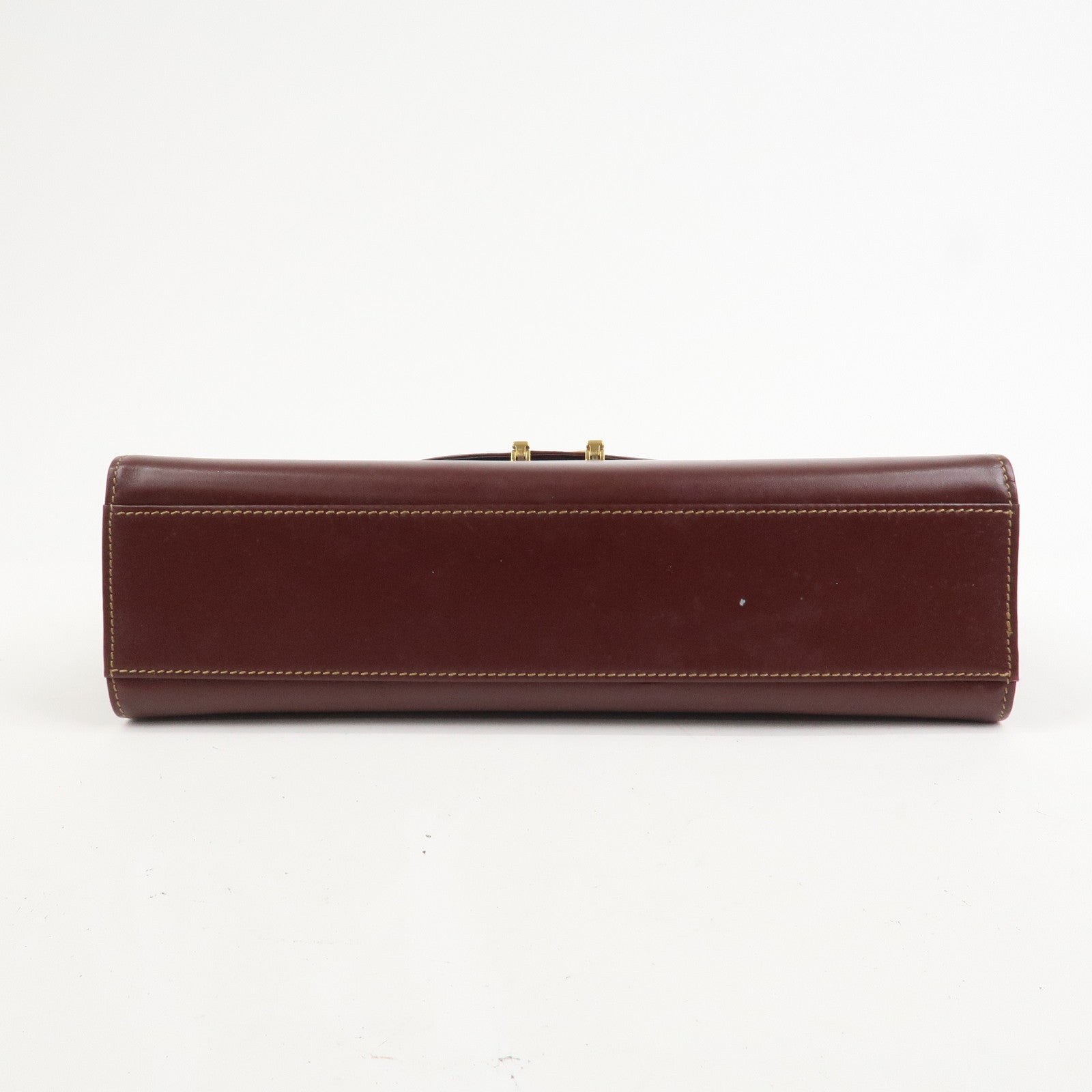 Cartier Must Line Leather Hand Bag Bordeaux Gold HDW