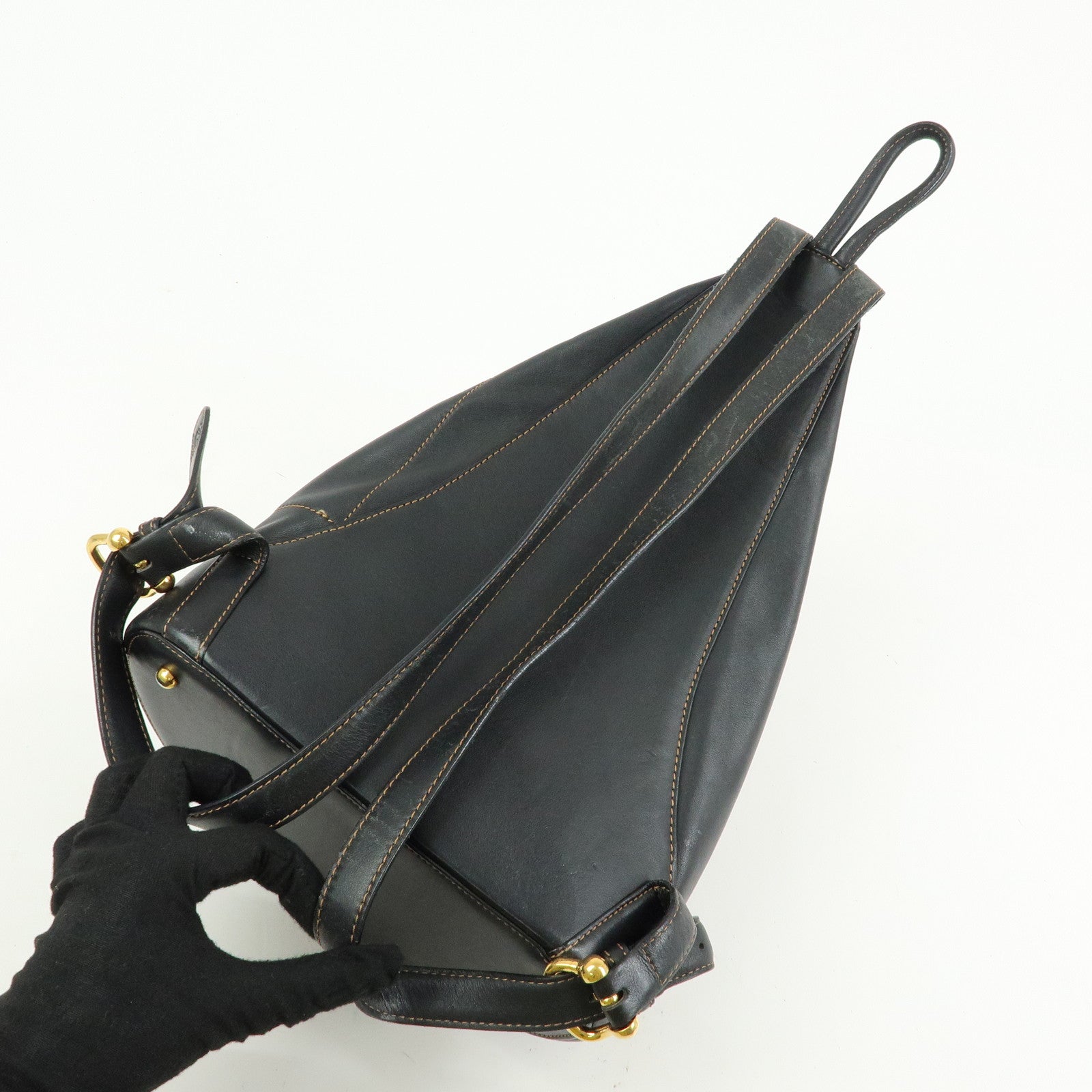 LOEWE Anton Calf Leather Backpack Rucksack Black