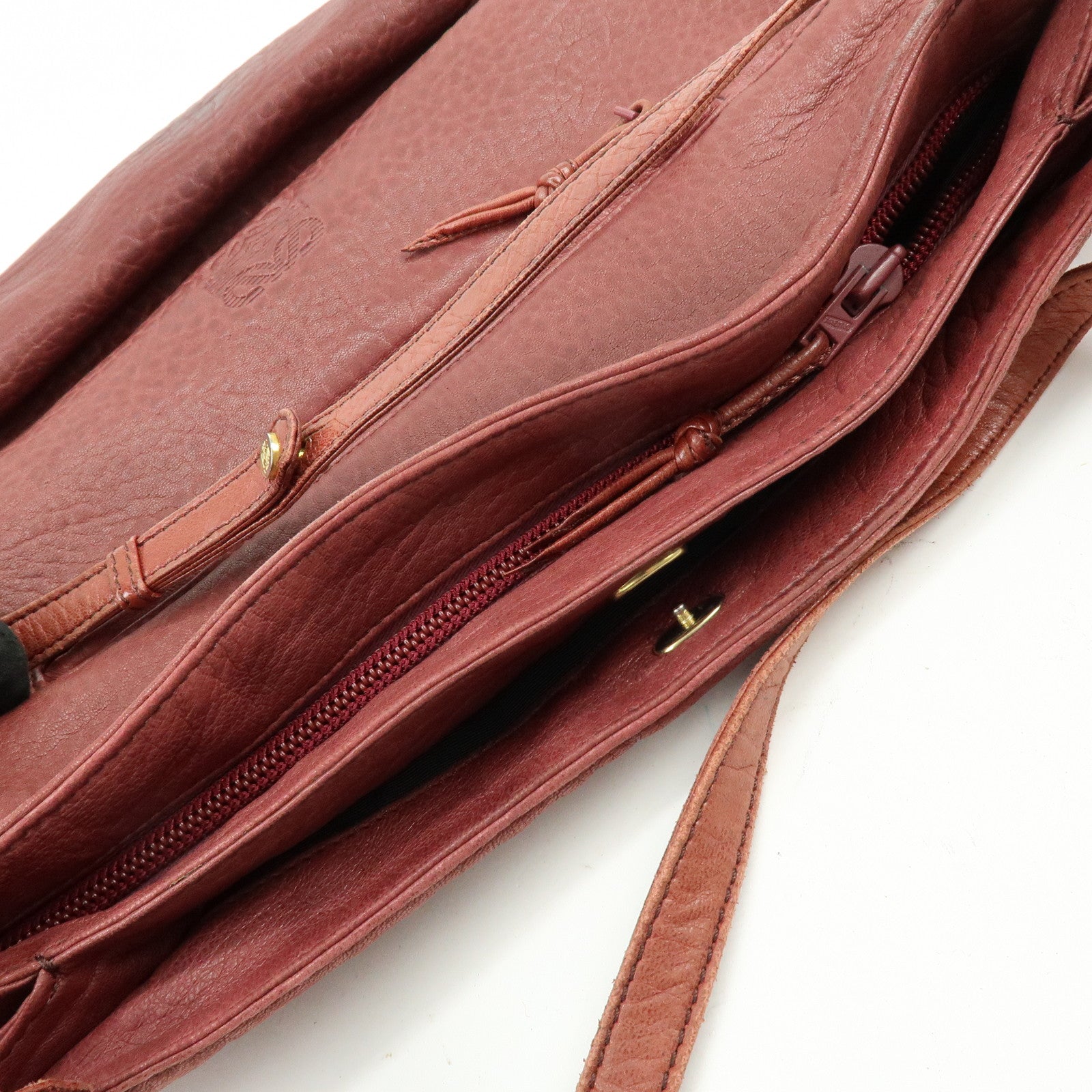 LOEWE Anagram Leather Tote Bag Shoulder Bag Bordeaux