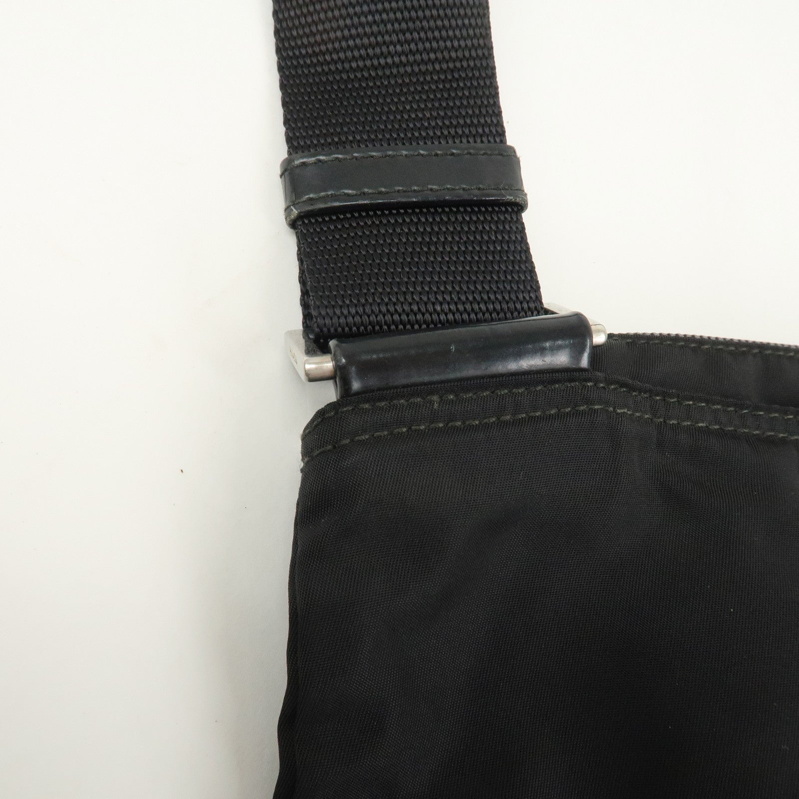 PRADA Triangle Logo Nylon Leather Shoulder Bag Crossbody Bag black