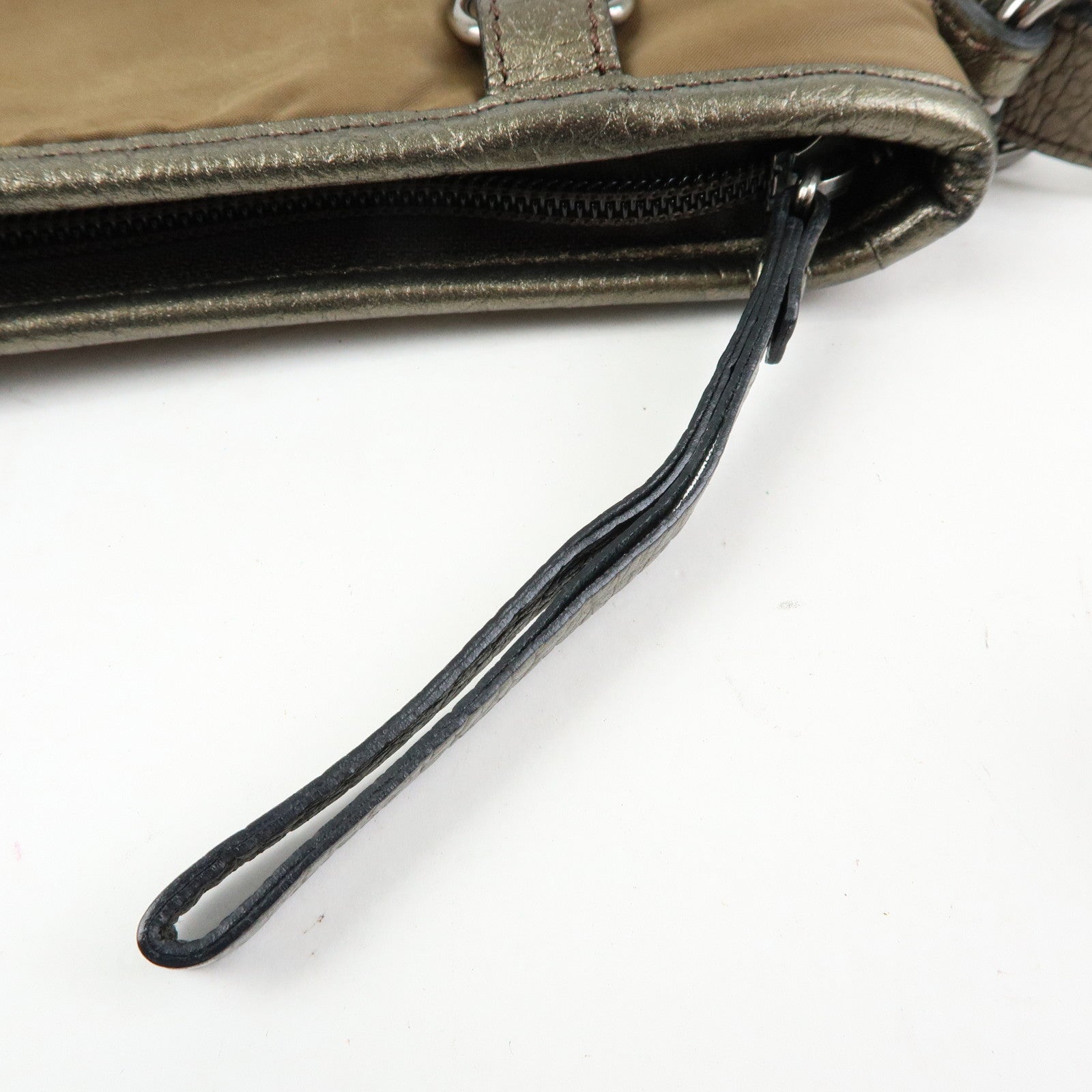 BURBERRY Nylon Leather Shoulder Bag Crossbody Bag Khaki