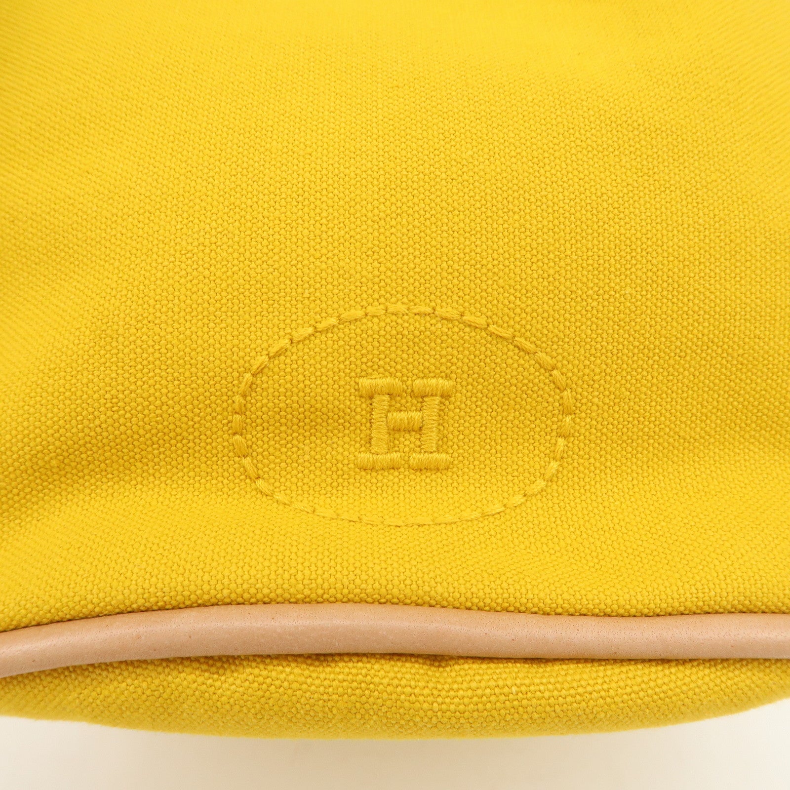 HERMES Porochon Mimil Canvas Leather PM Shoulder Bag Yellow