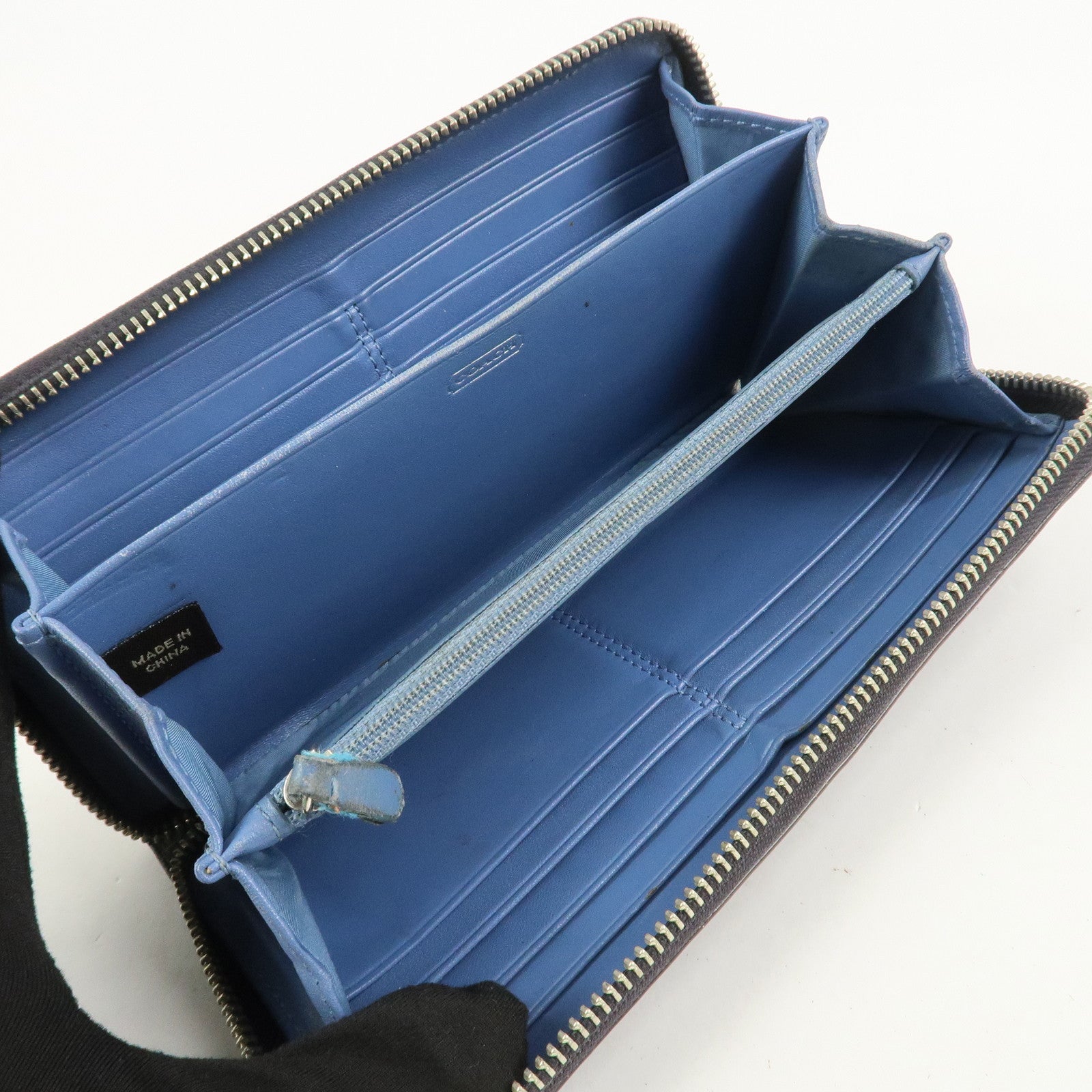 COACH Set of 3 Leather Canvas Long Wallets Black Multicolor