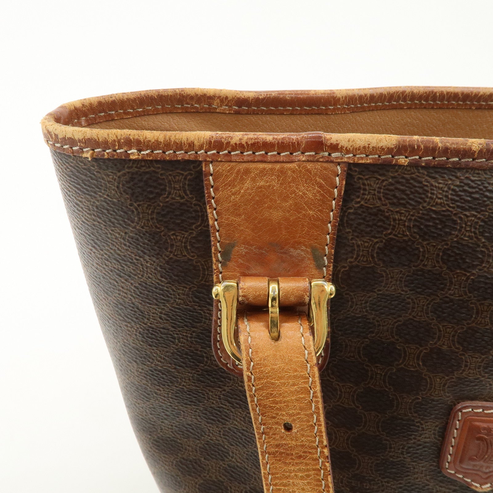 CELINE Macadam PVC Leather Tote Bag Shoulder Bag Brown